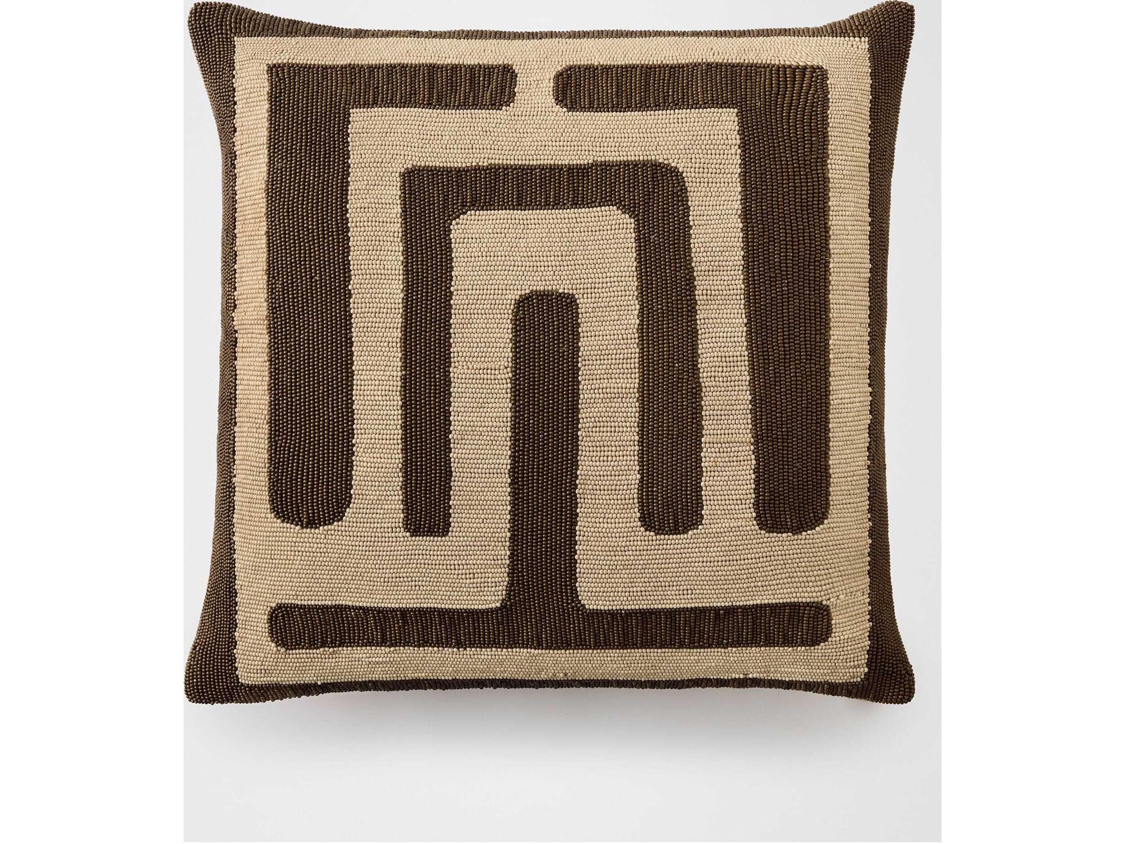 Global Views Carthago Beaded Pillow-Latch-Sepia
