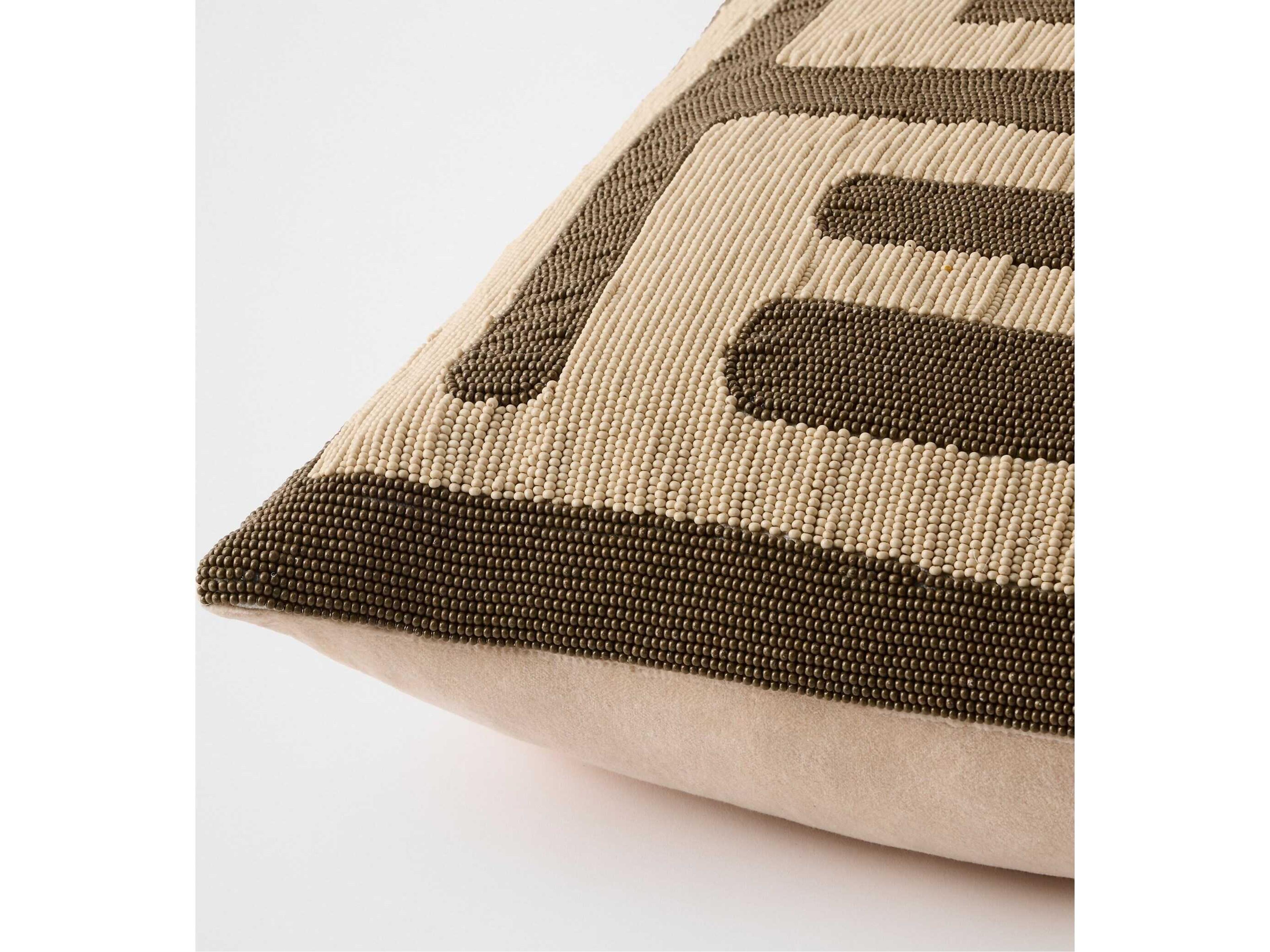 Global Views Carthago Beaded Pillow-Latch-Sepia