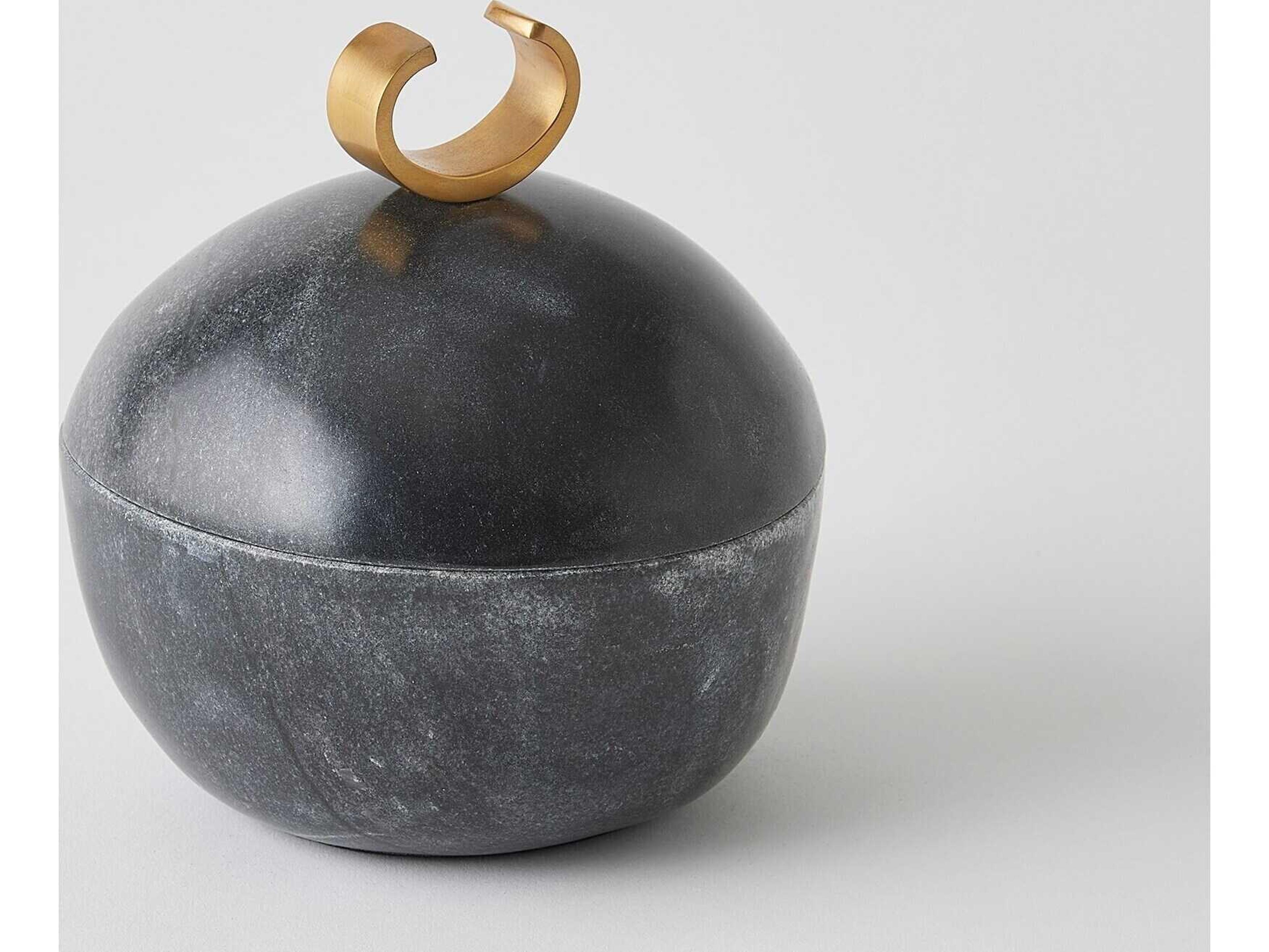 Global Views Caillou Lidded Pot-Black Decorative Accent Large