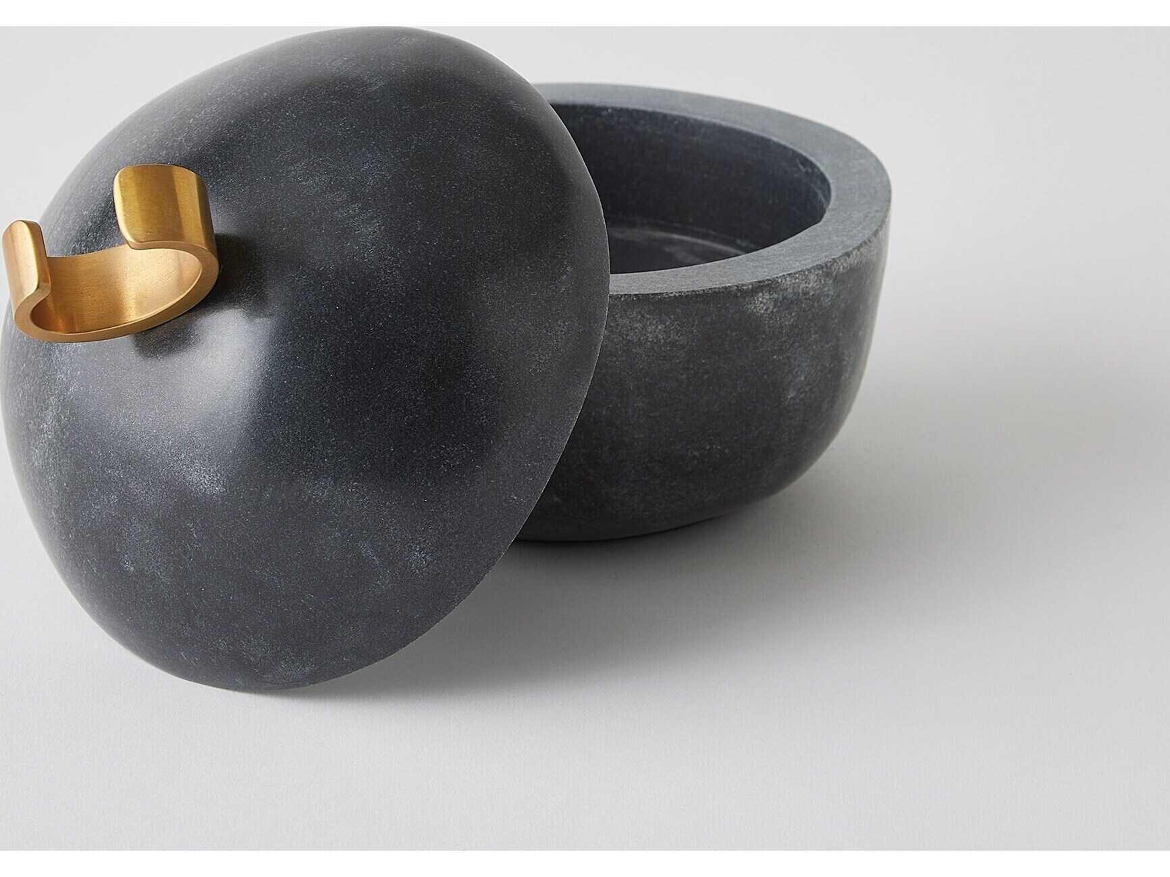 Global Views Caillou Lidded Pot-Black Decorative Accent Large