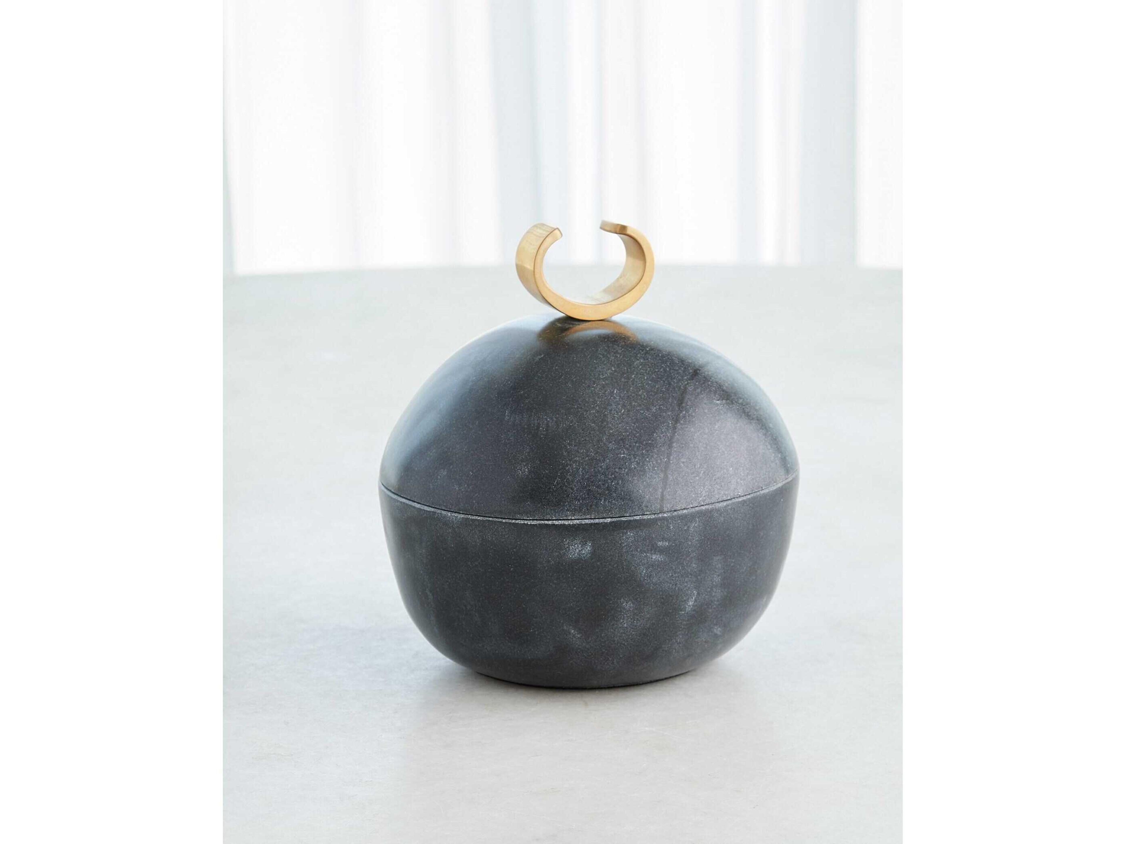 Global Views Caillou Lidded Pot-Black Decorative Accent Large