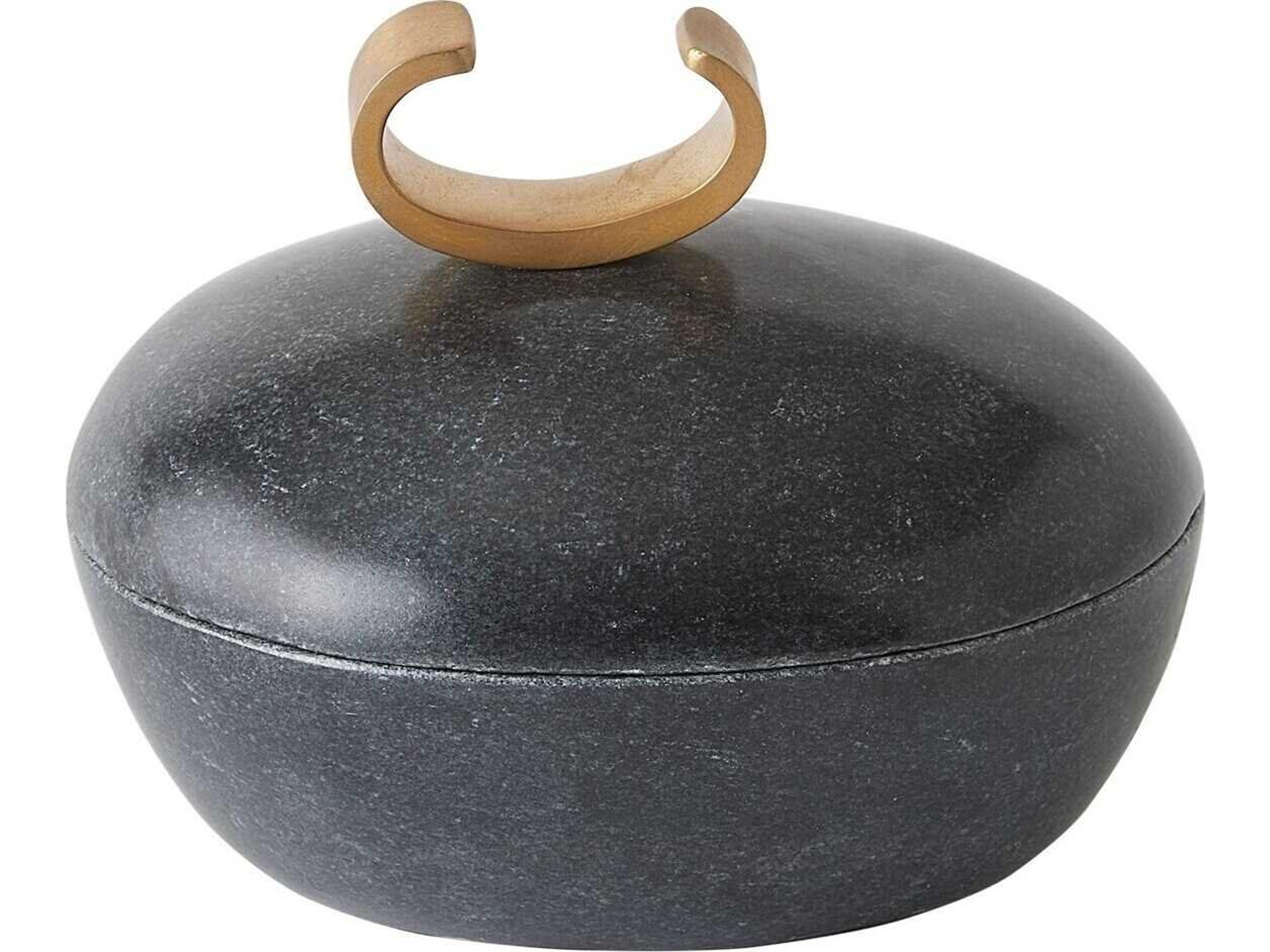 Caillou Lidded Pot-Black Decorative Accent Large