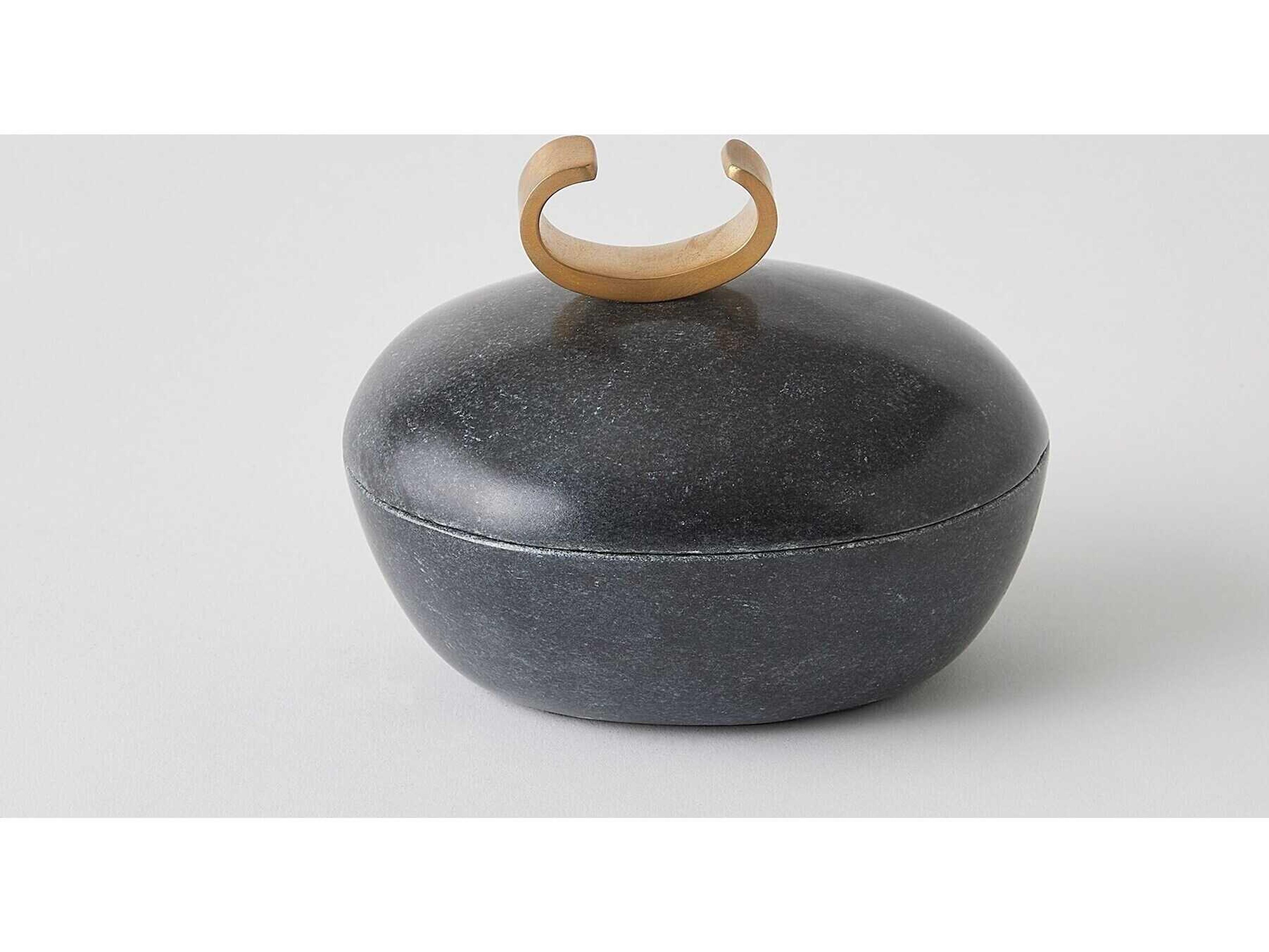 Global Views Caillou Lidded Pot-Black Decorative Accent Small