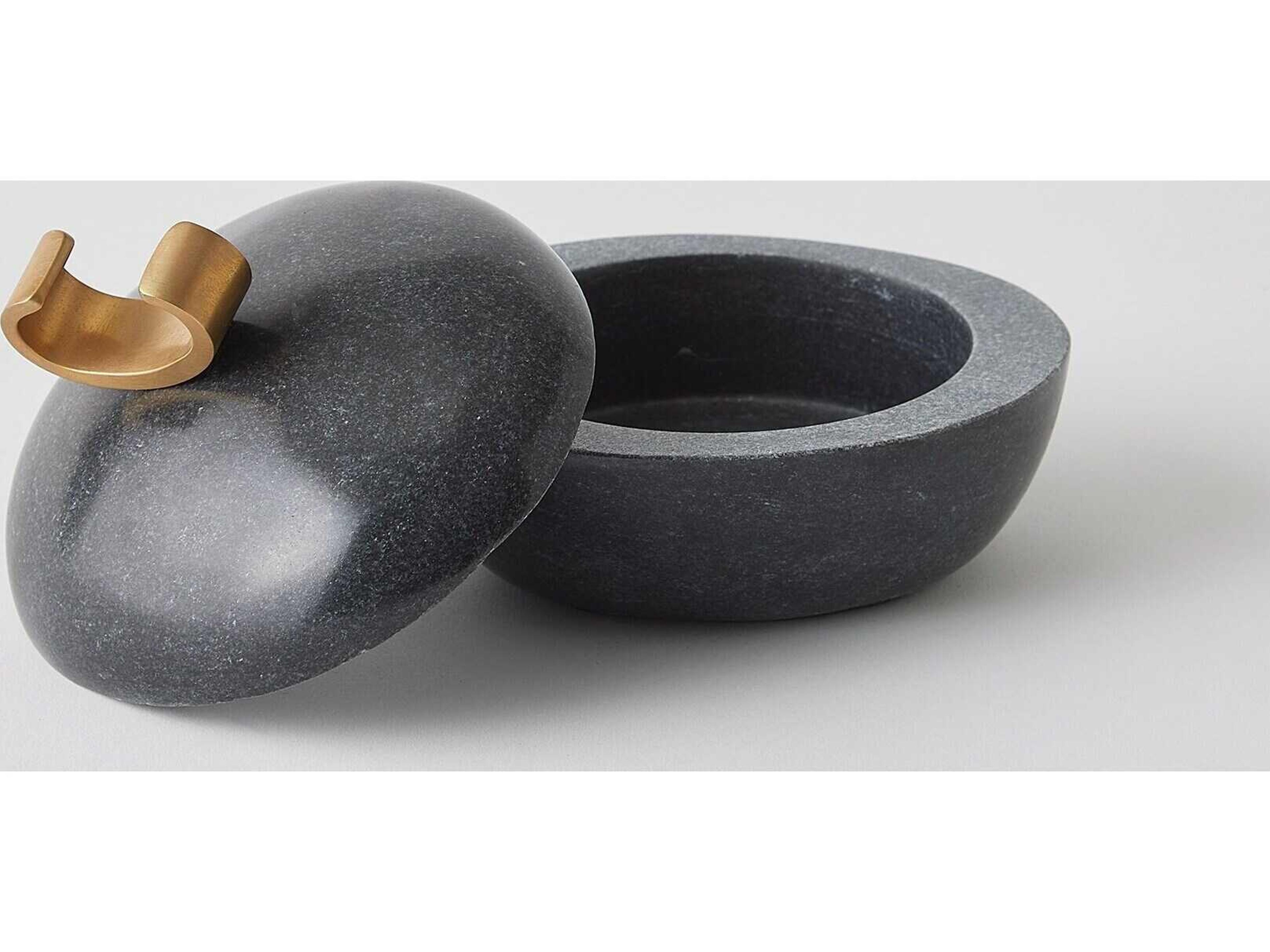 Global Views Caillou Lidded Pot-Black Decorative Accent Small