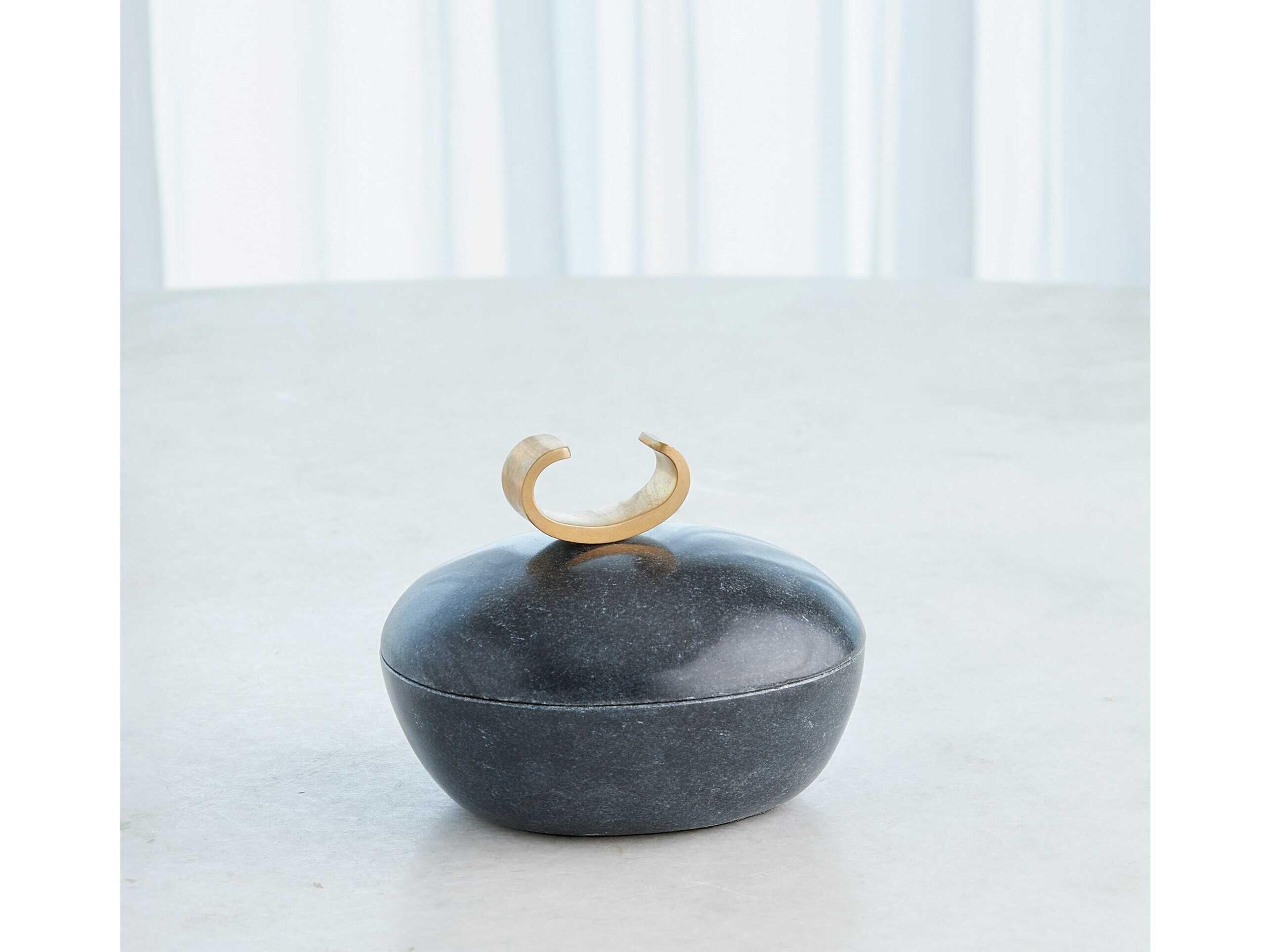 Global Views Caillou Lidded Pot-Black Decorative Accent Small