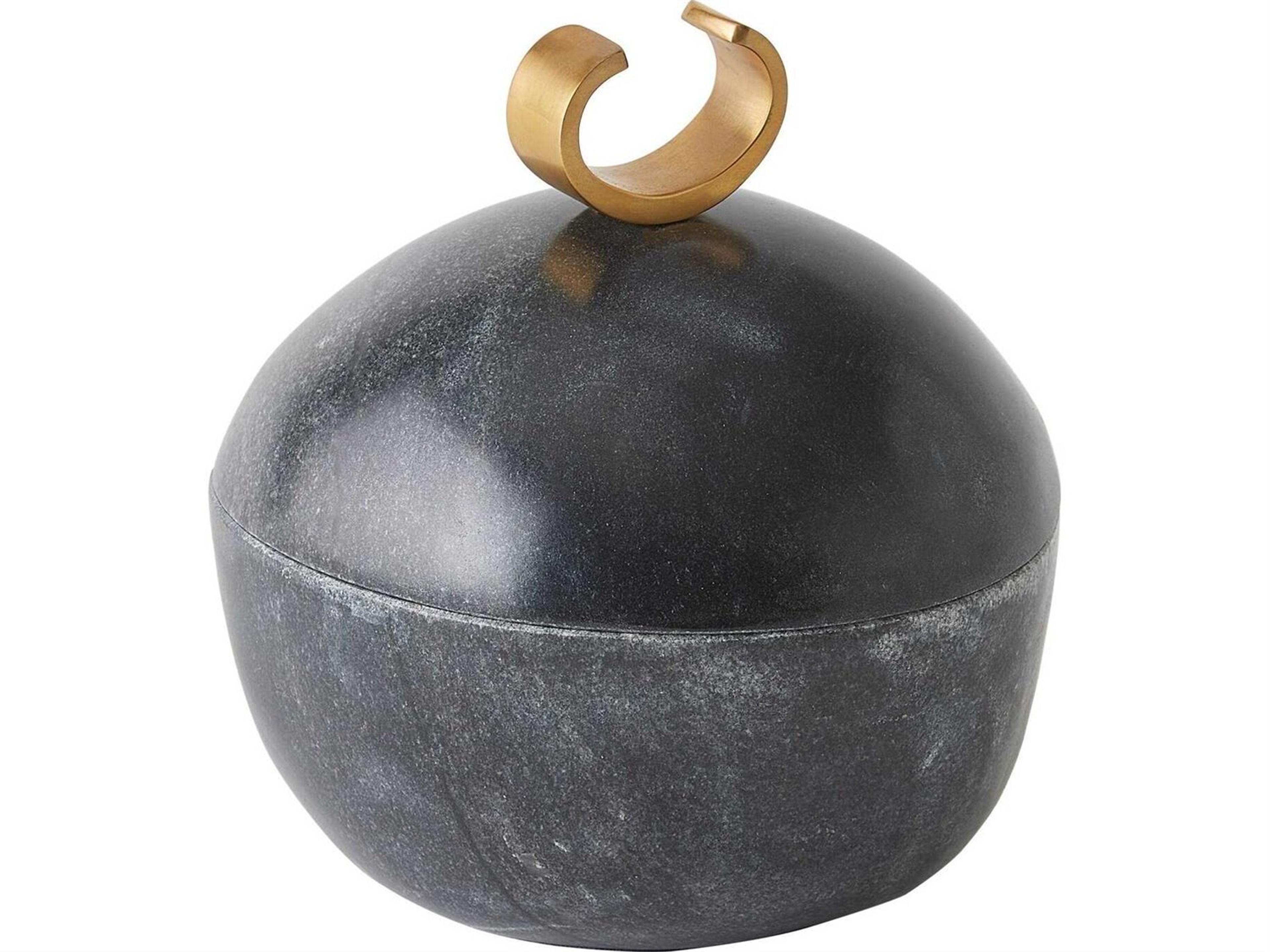 Caillou Lidded Pot-Black Decorative Accent Small