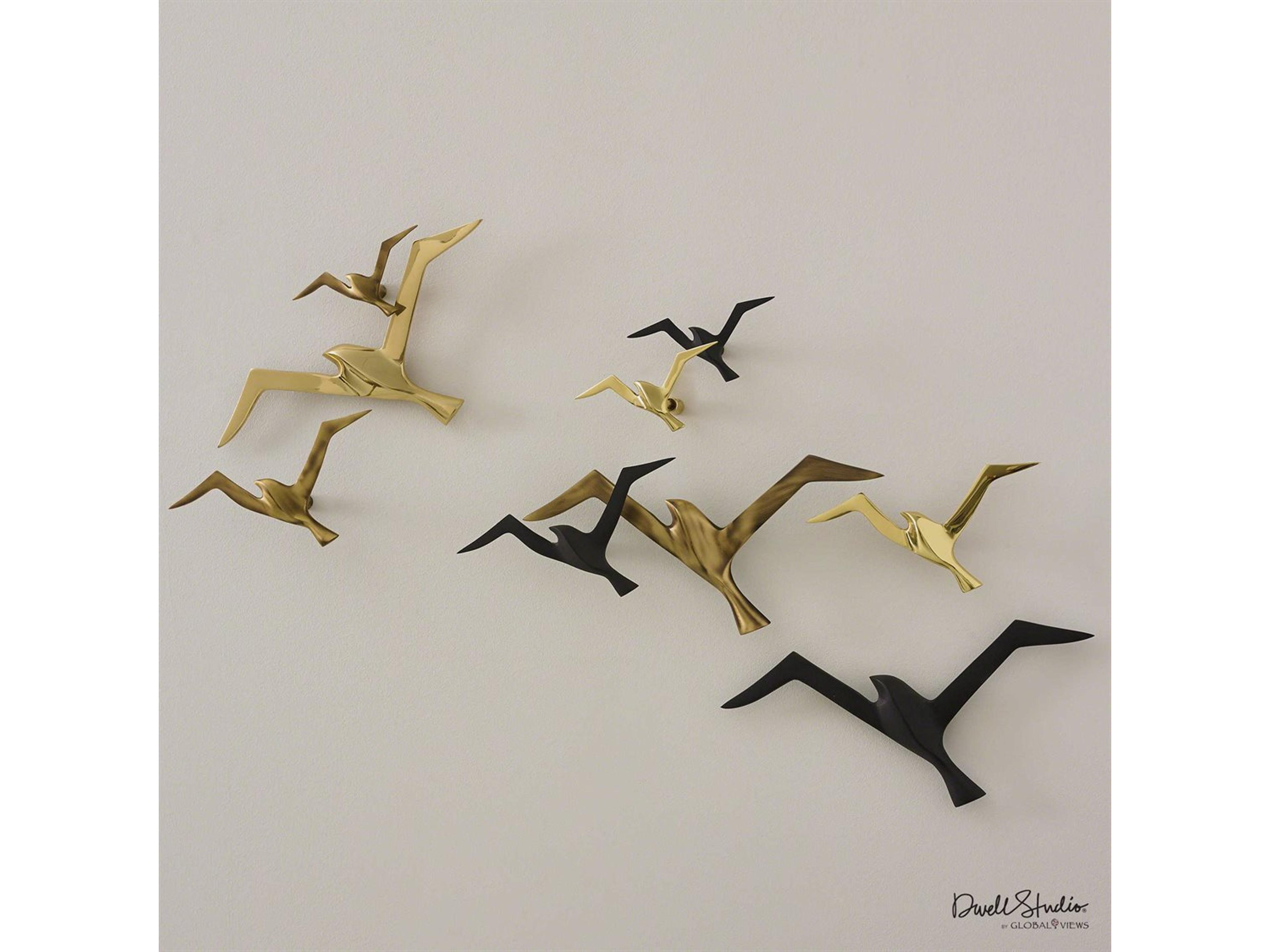 Global Views Antique Brass Metallic Flock Three-Piece Wall Decor Set