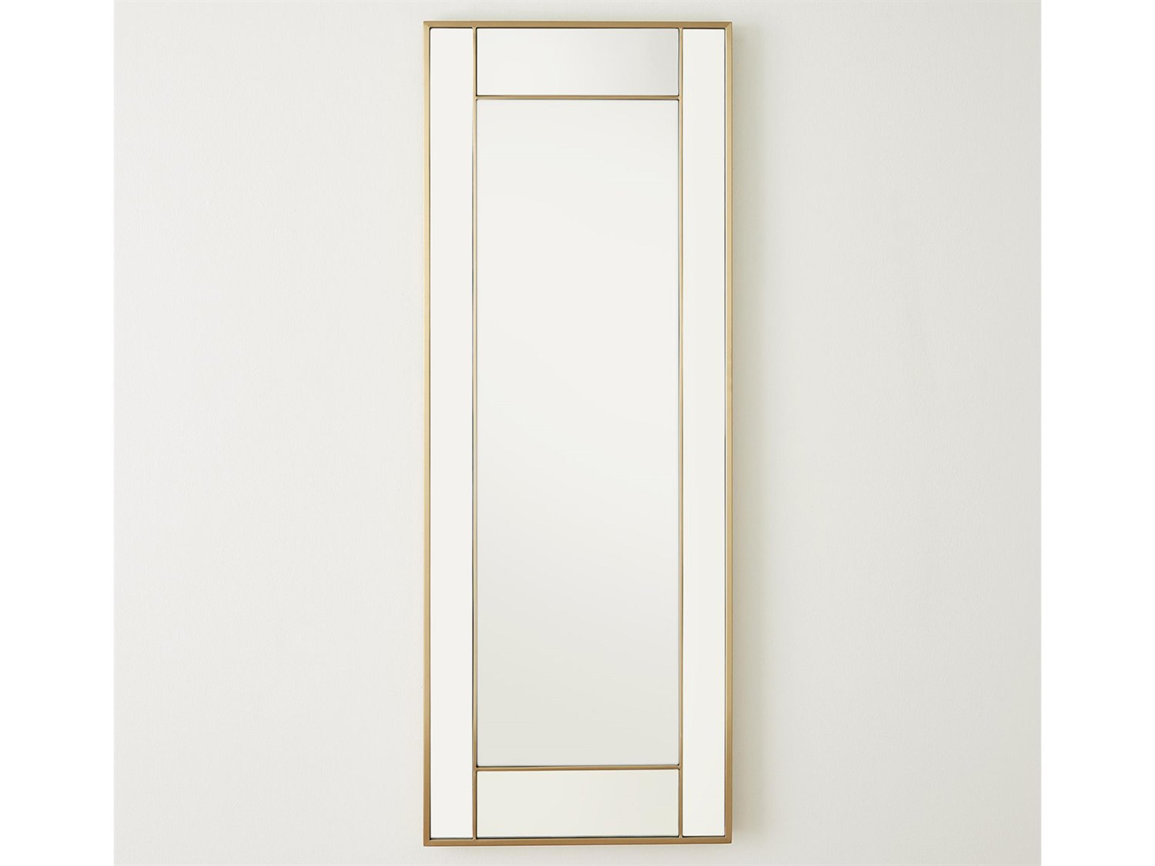 Brass Blocked Framed Rectangle Wall Mirror
