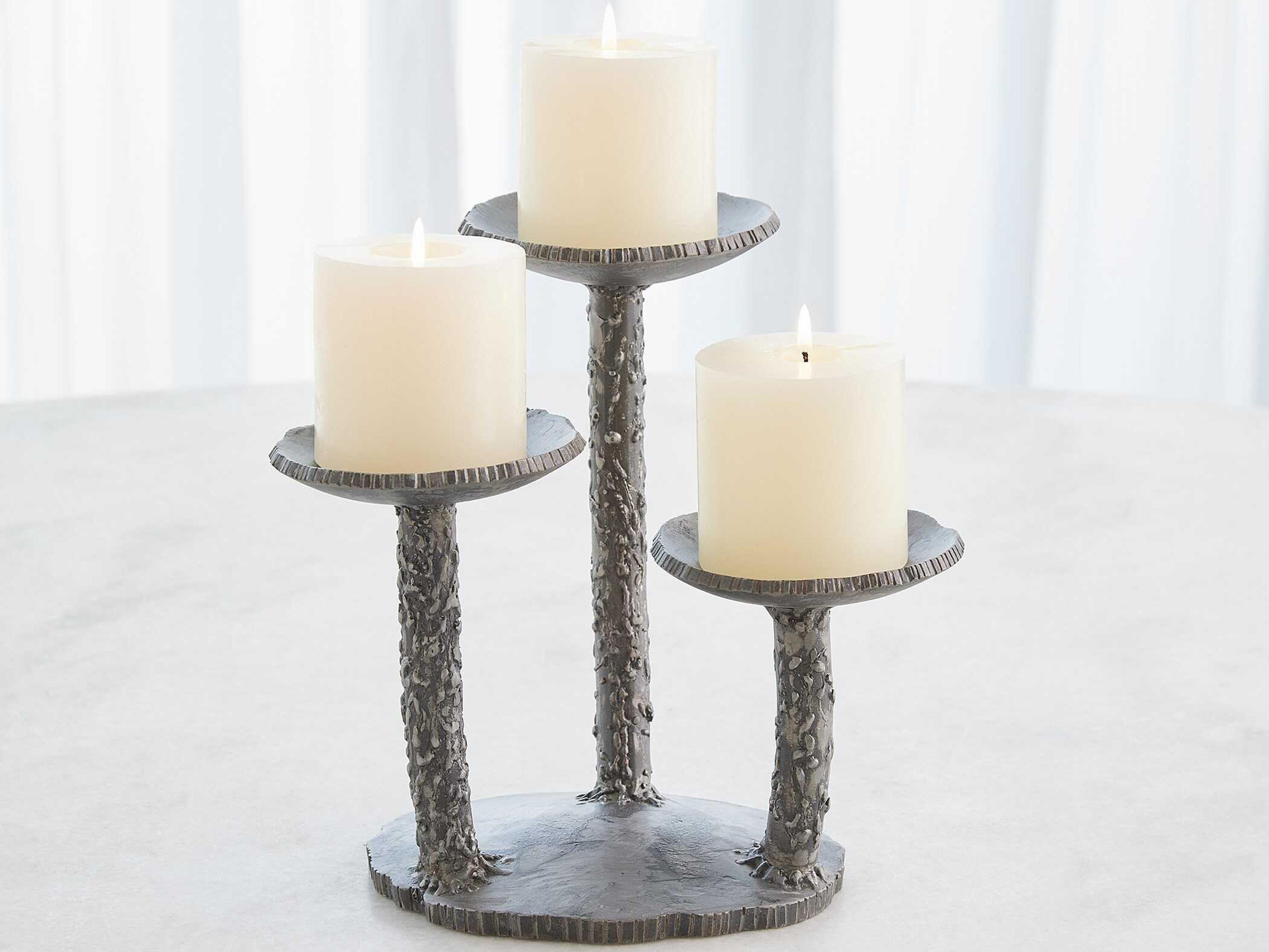 Global Views Natural Iron Forest Blossom Candle Holder