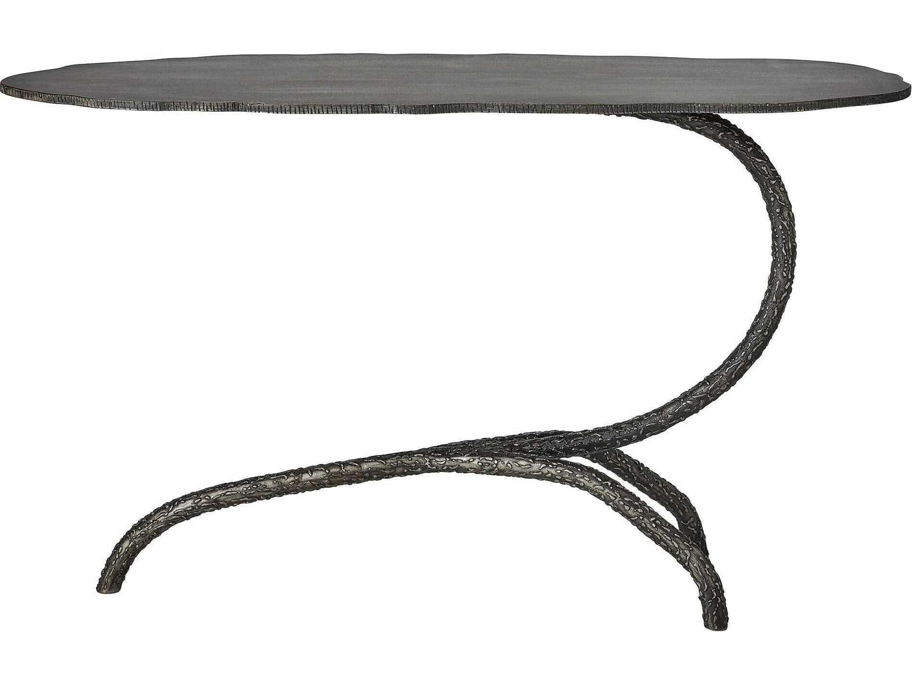 Global Views Forest Blossom Oval Metal Natural Iron End Table