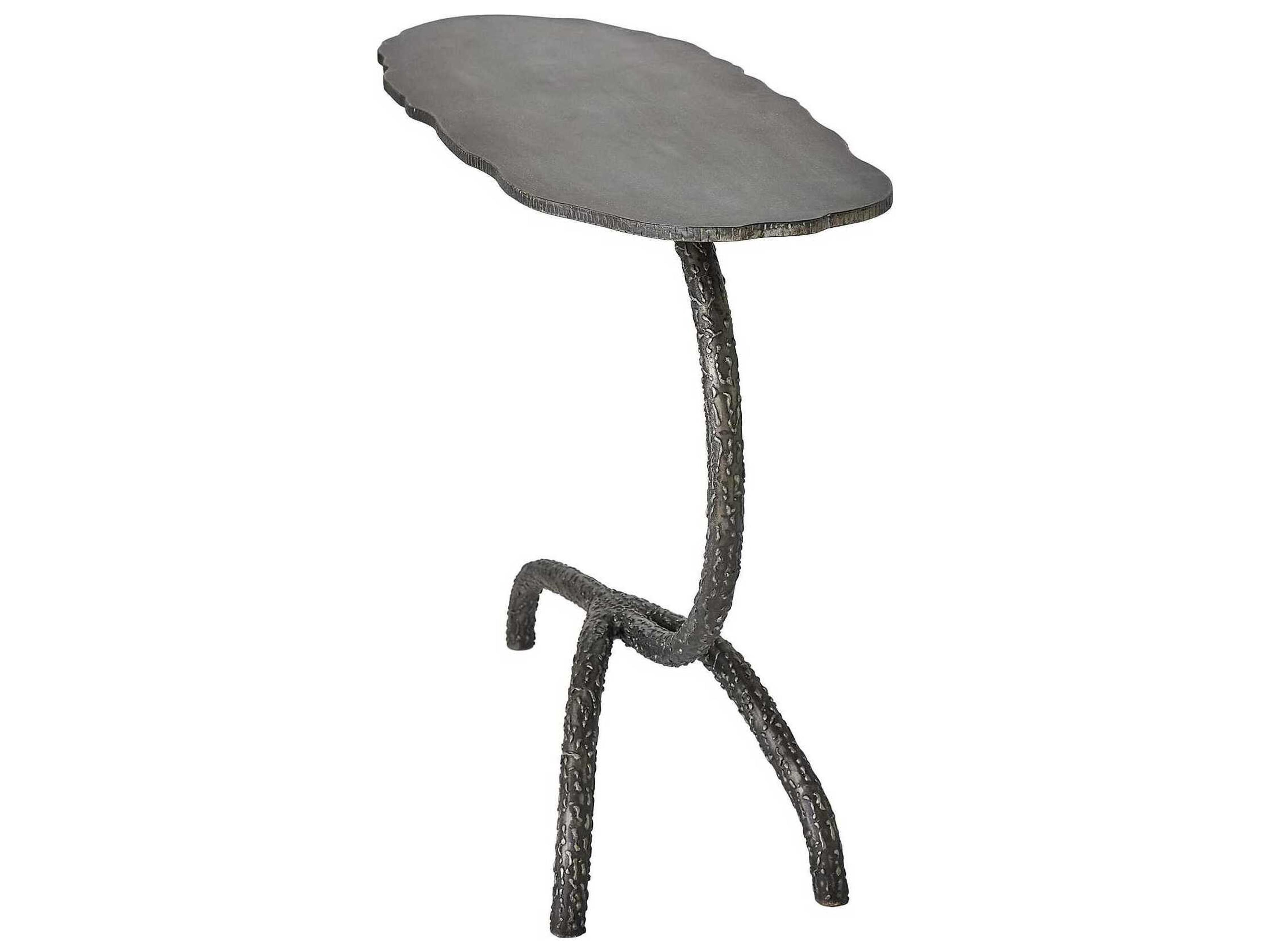Global Views Forest Blossom Oval Metal Natural Iron End Table
