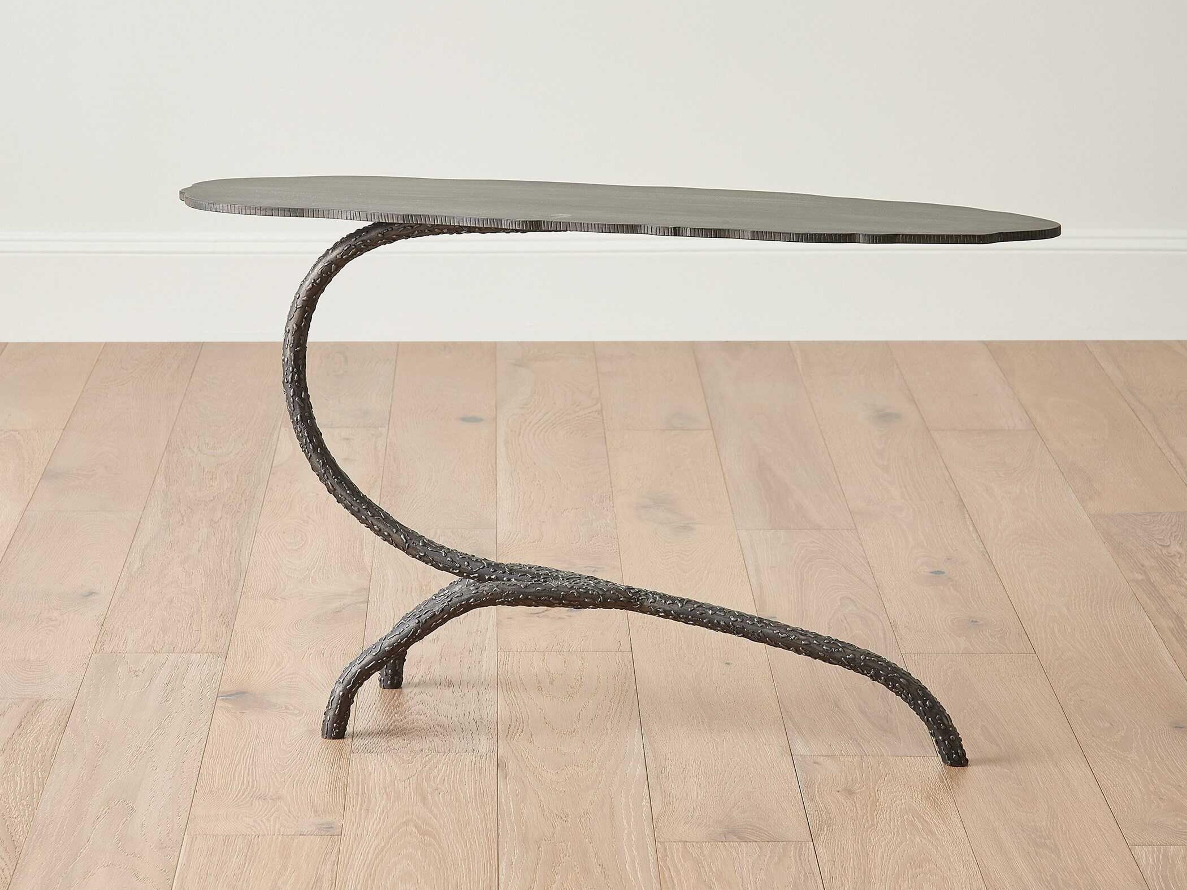 Global Views Forest Blossom Oval Metal Natural Iron End Table