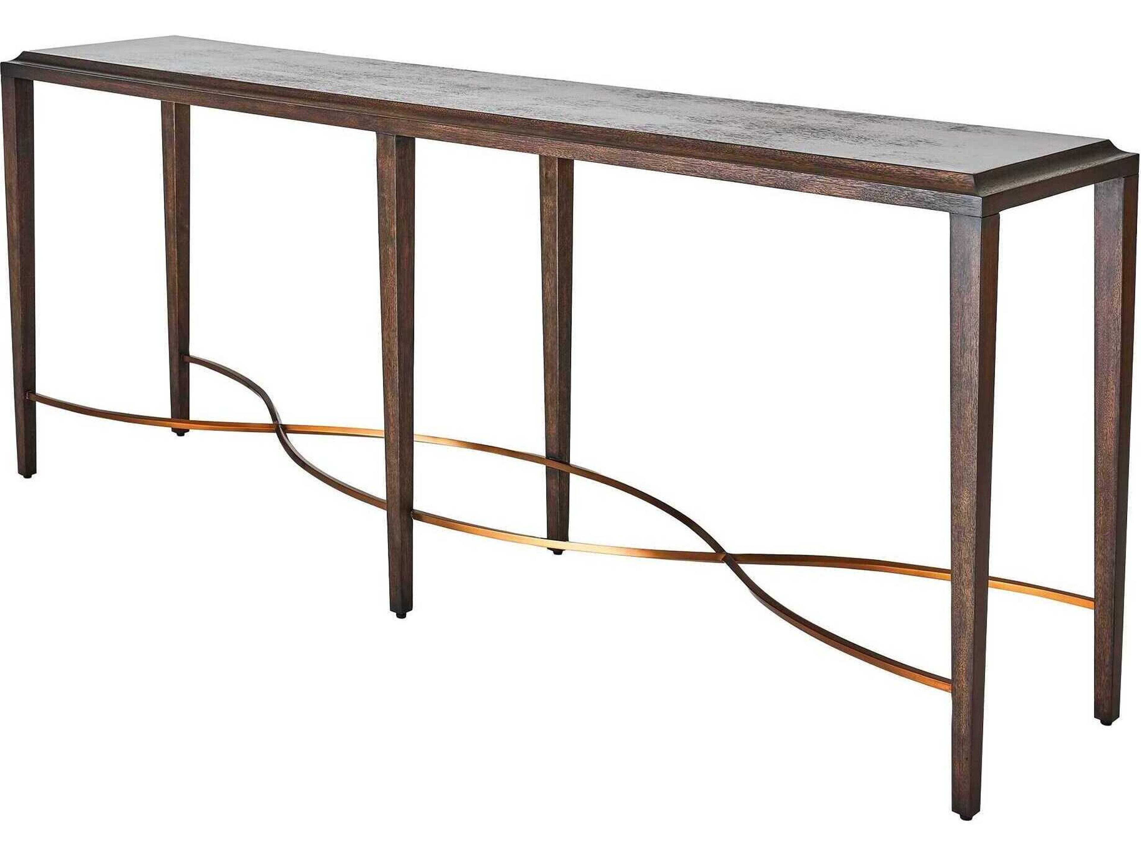Twisted Rail Rectangular Wood Console Table