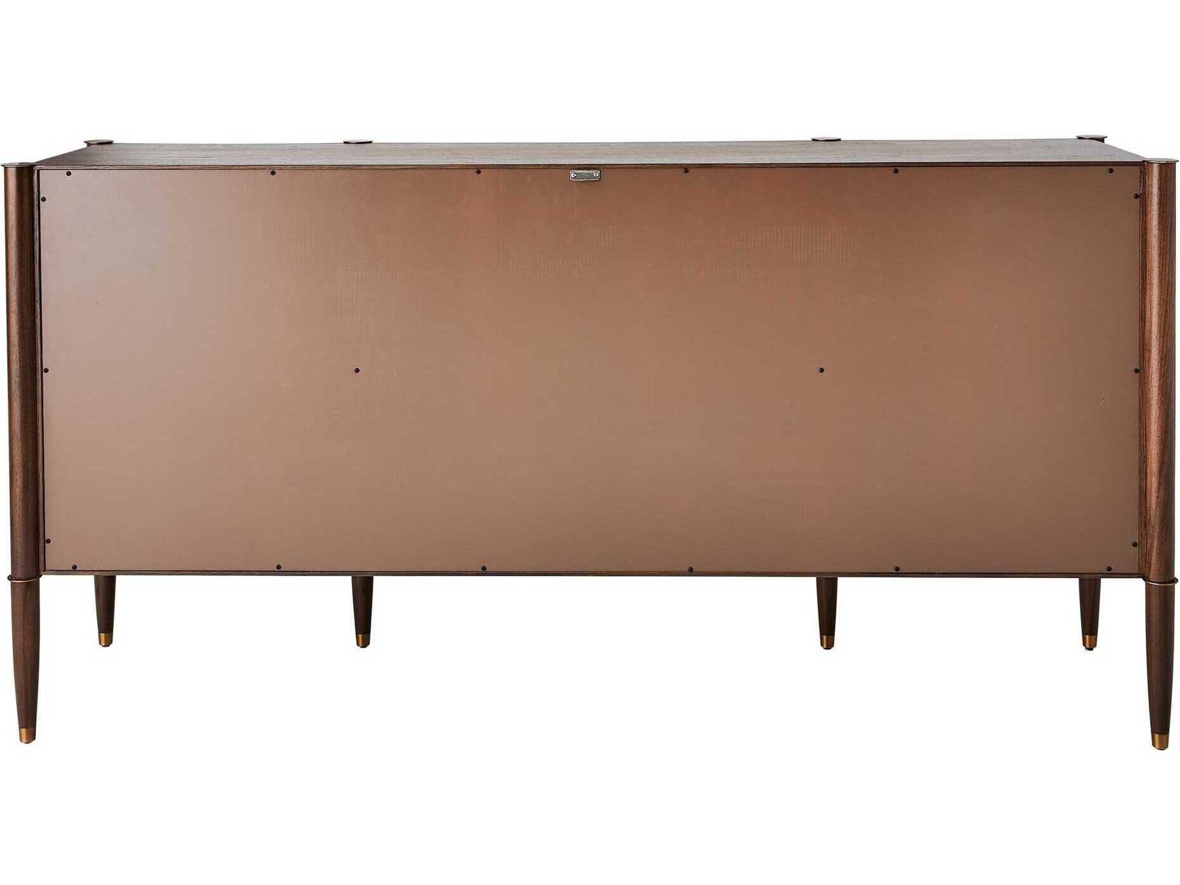 Global Views Triple Curve Walnut Antique Brass Accent Cabinet