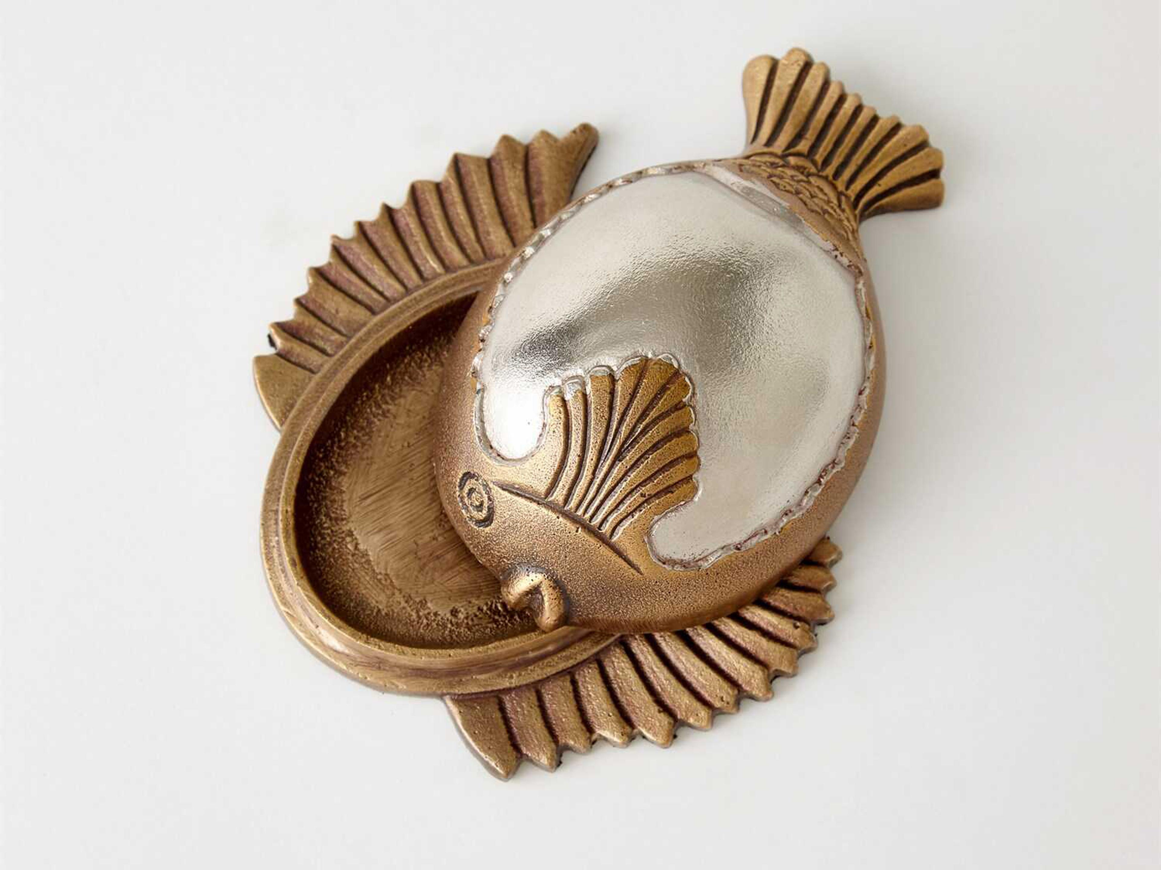 Global Views Talman Nickel / Antique Brass Fish Box