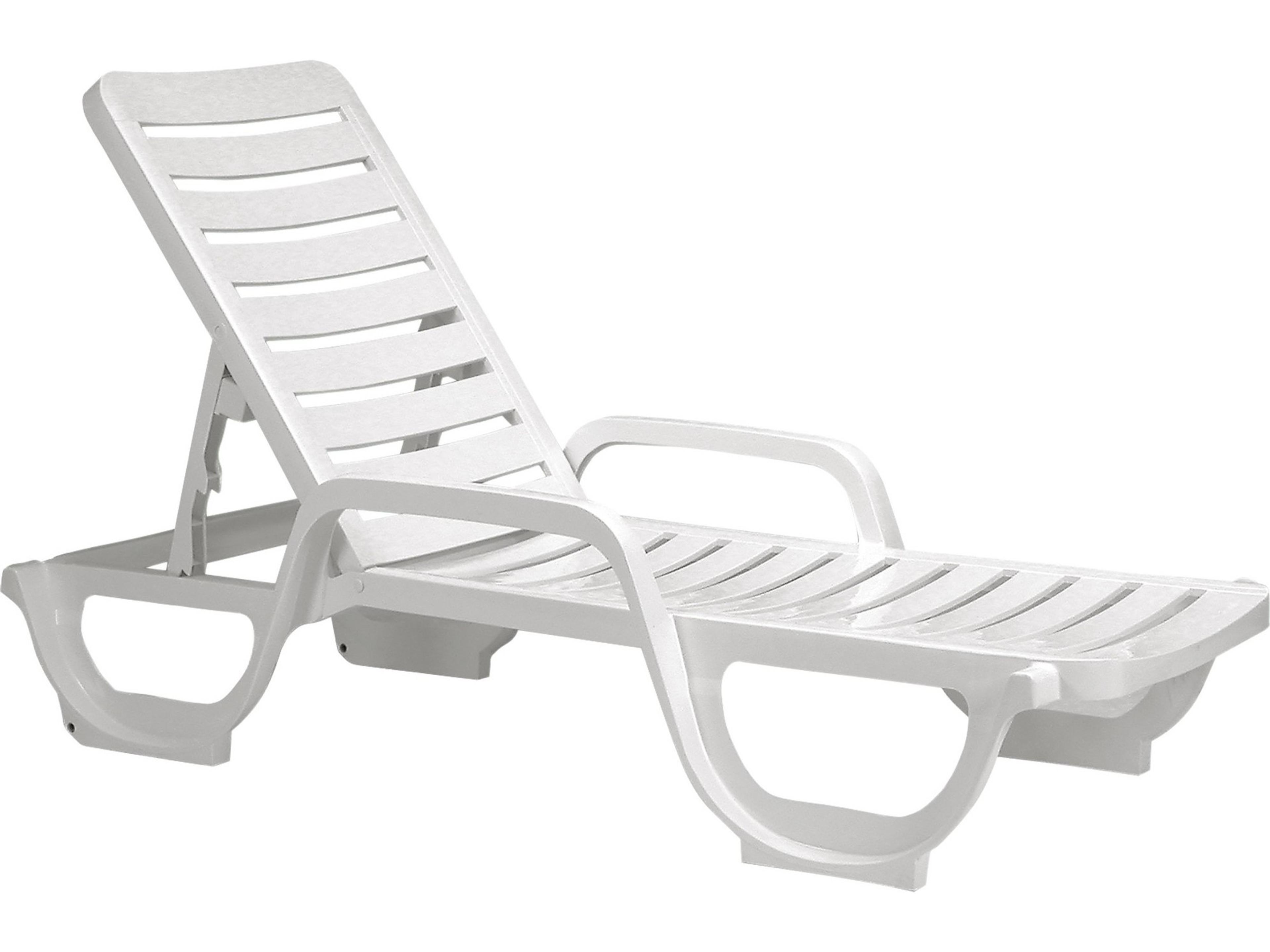 Bahia Resin White Stacking Adjustable Outdoor Chaise Lounge