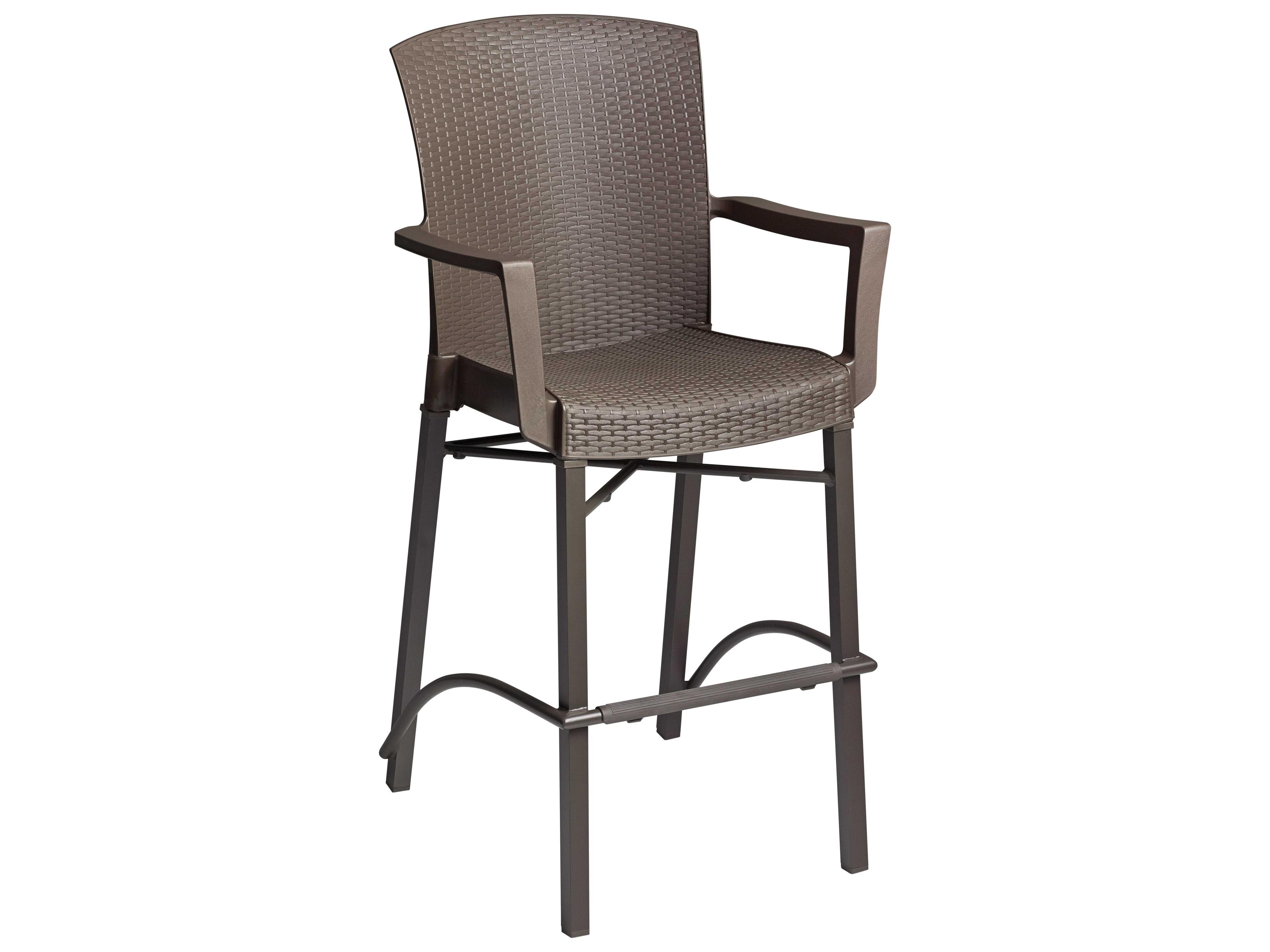 Havana Classic Aluminum Espresso Outdoor Bar Stool with Arms