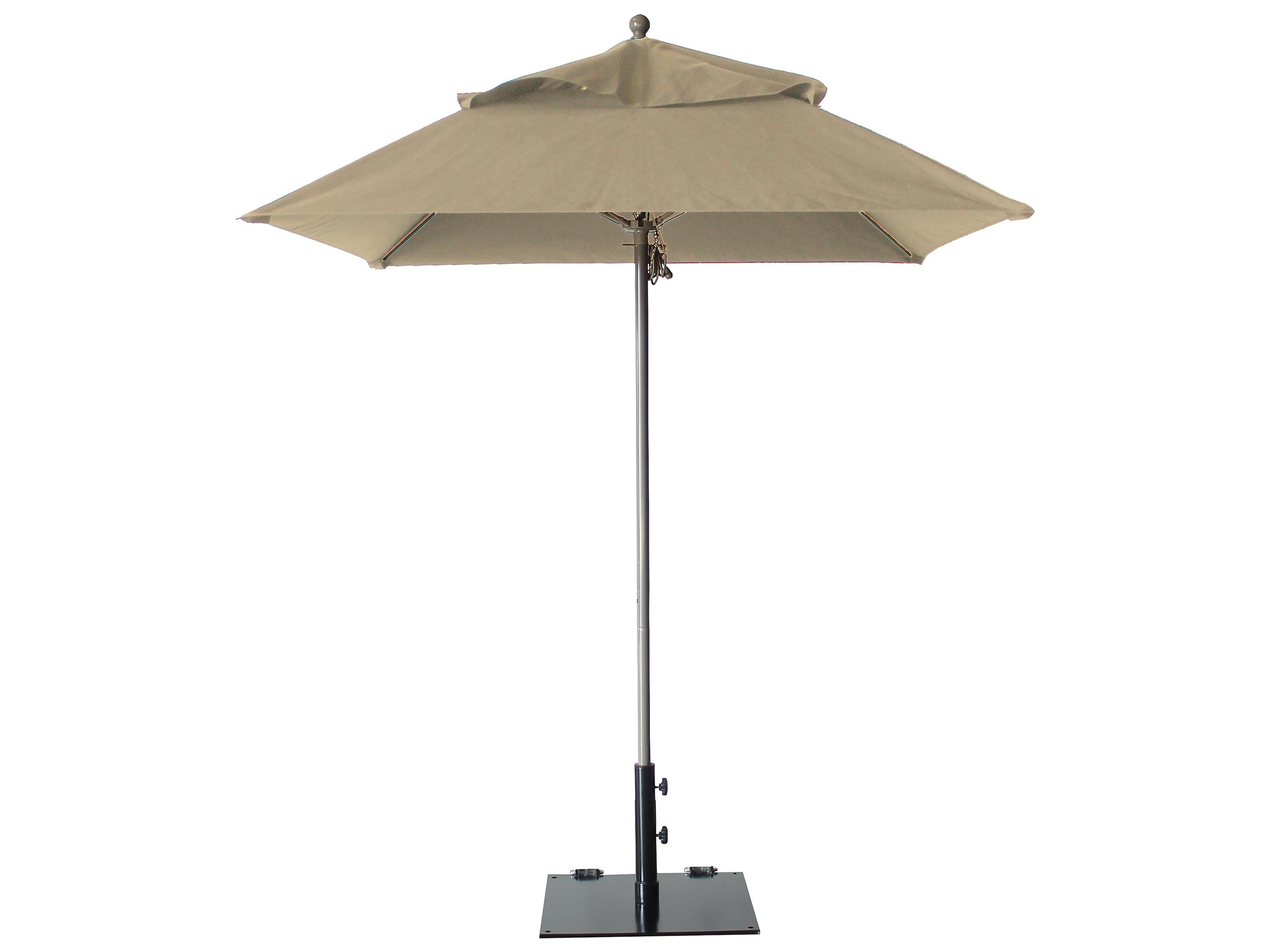 Windmaster Aluminum 6 Foot Square Fiberglass Outdoor Patio Umbrella in Khaki