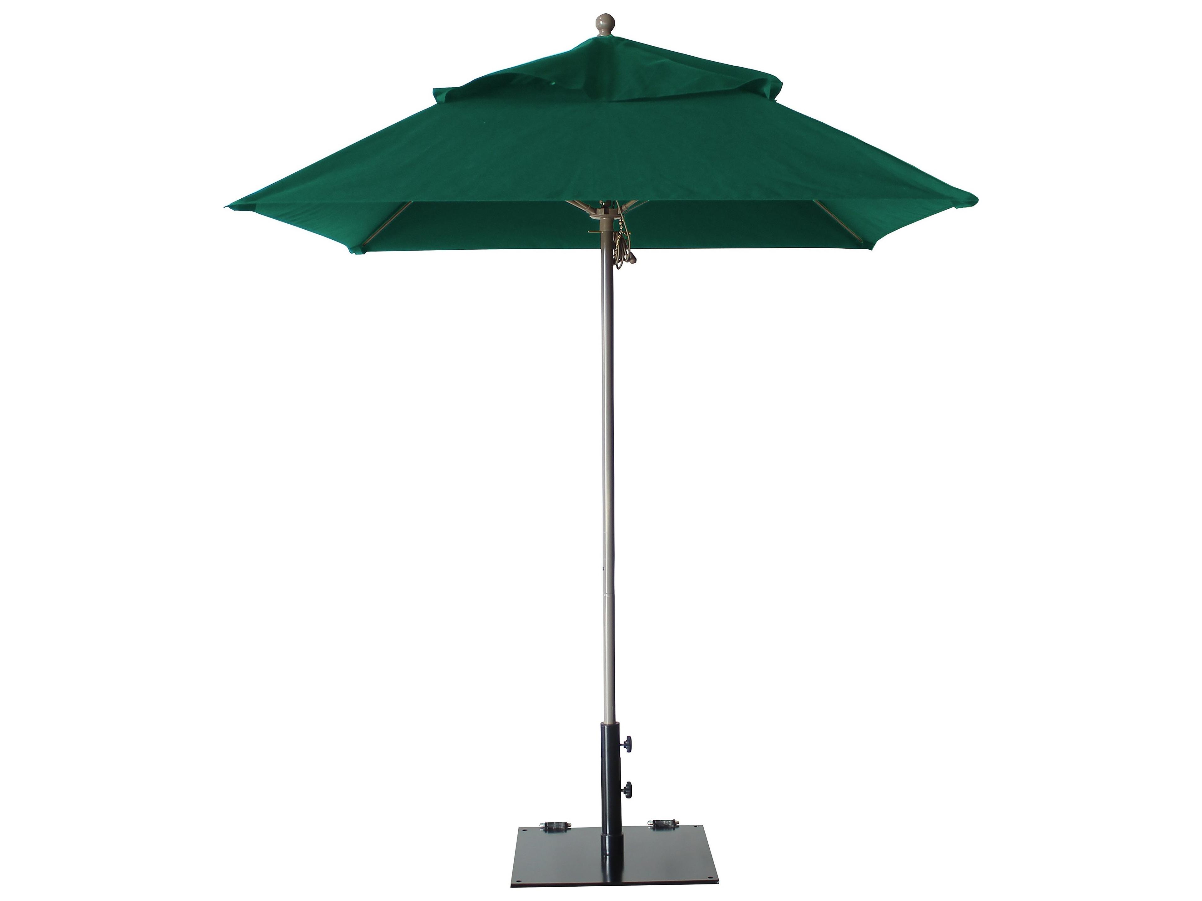 Windmaster Aluminum 6 Foot Square Fiberglass Outdoor Patio Umbrella in Forest Green