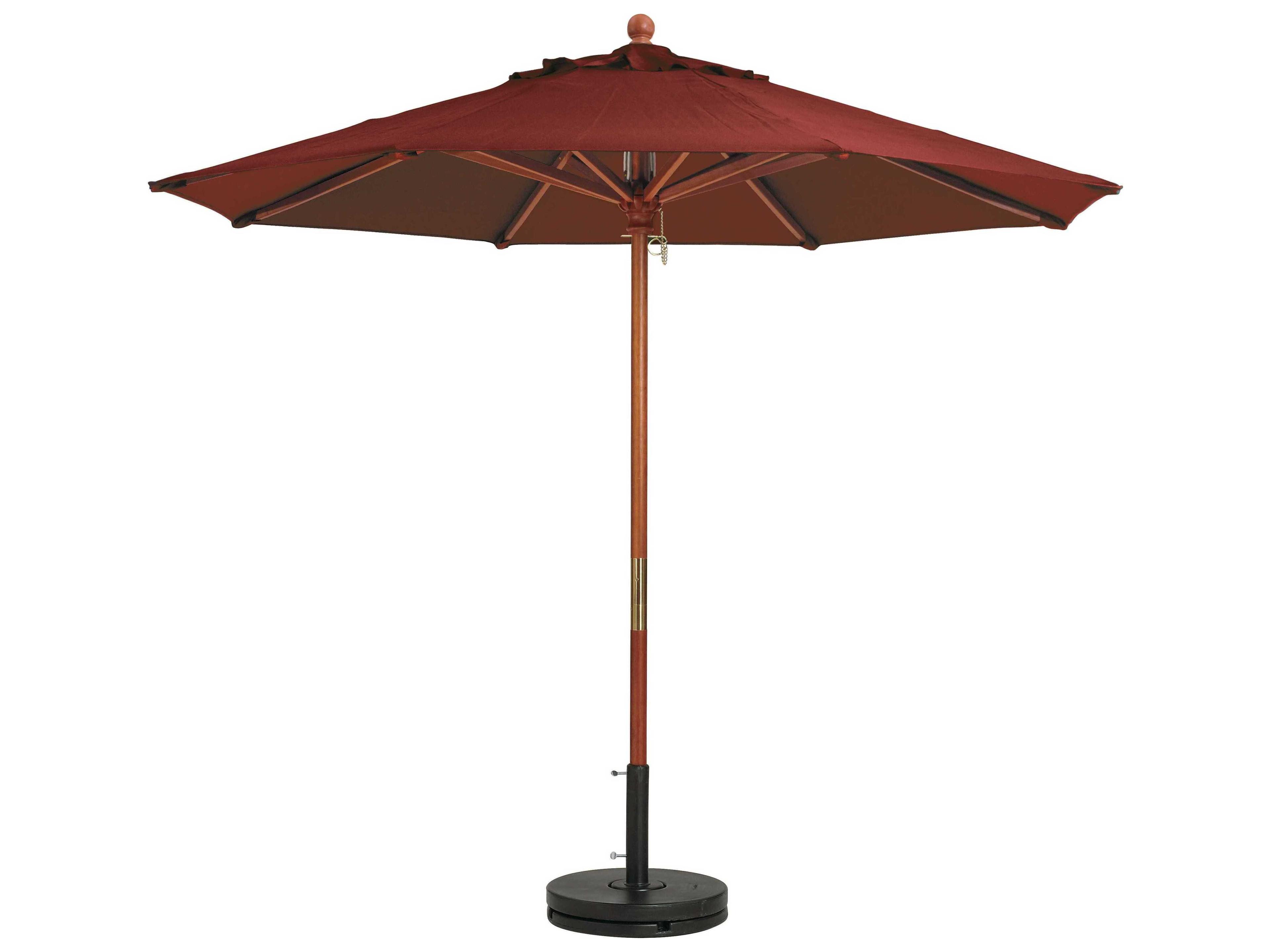 Market Wood 9 Foot Round Patio Umbrella in Burgundy