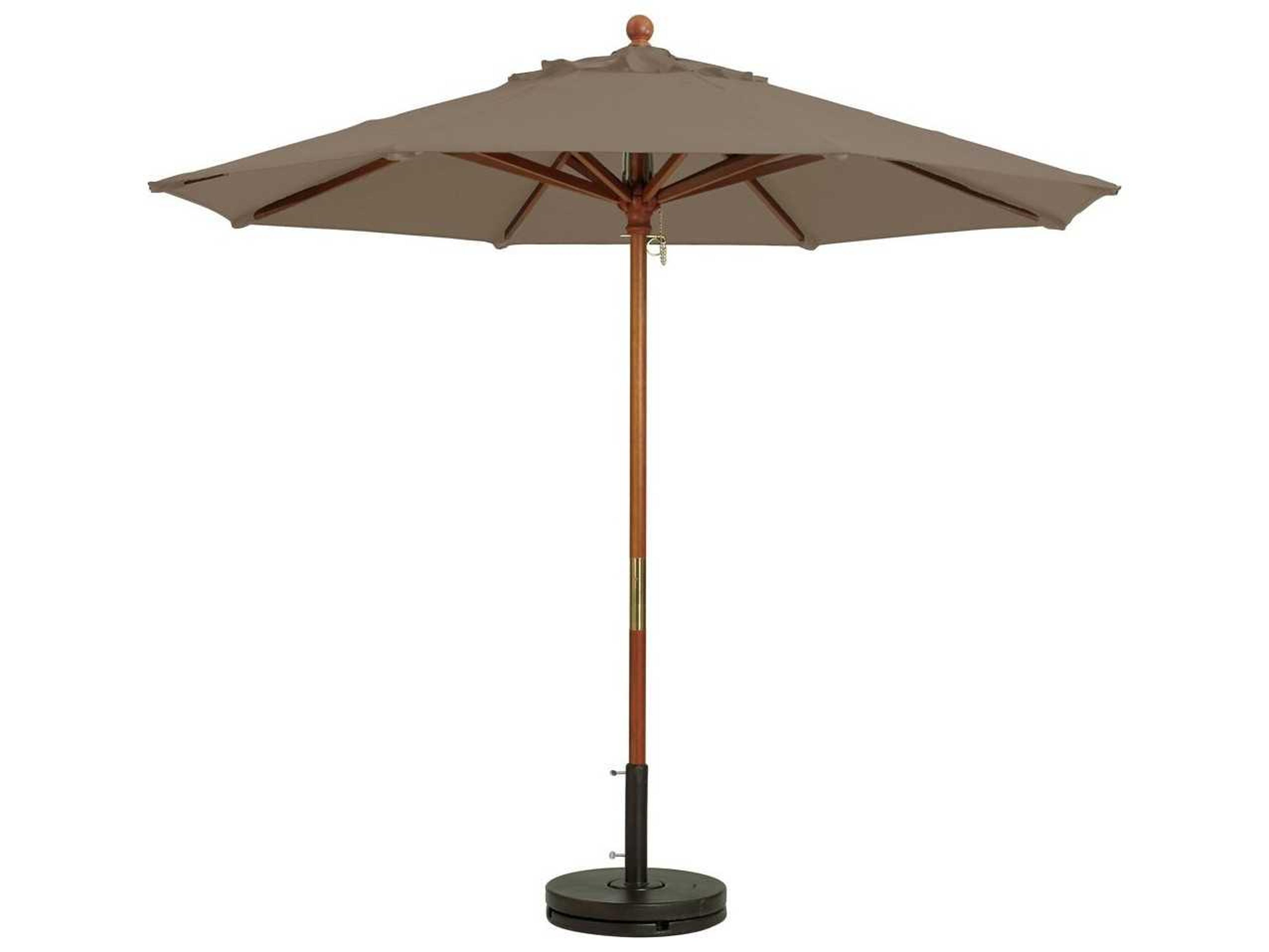 Market Wood 7 Foot Round Outdoor Patio Umbrella in Taupe
