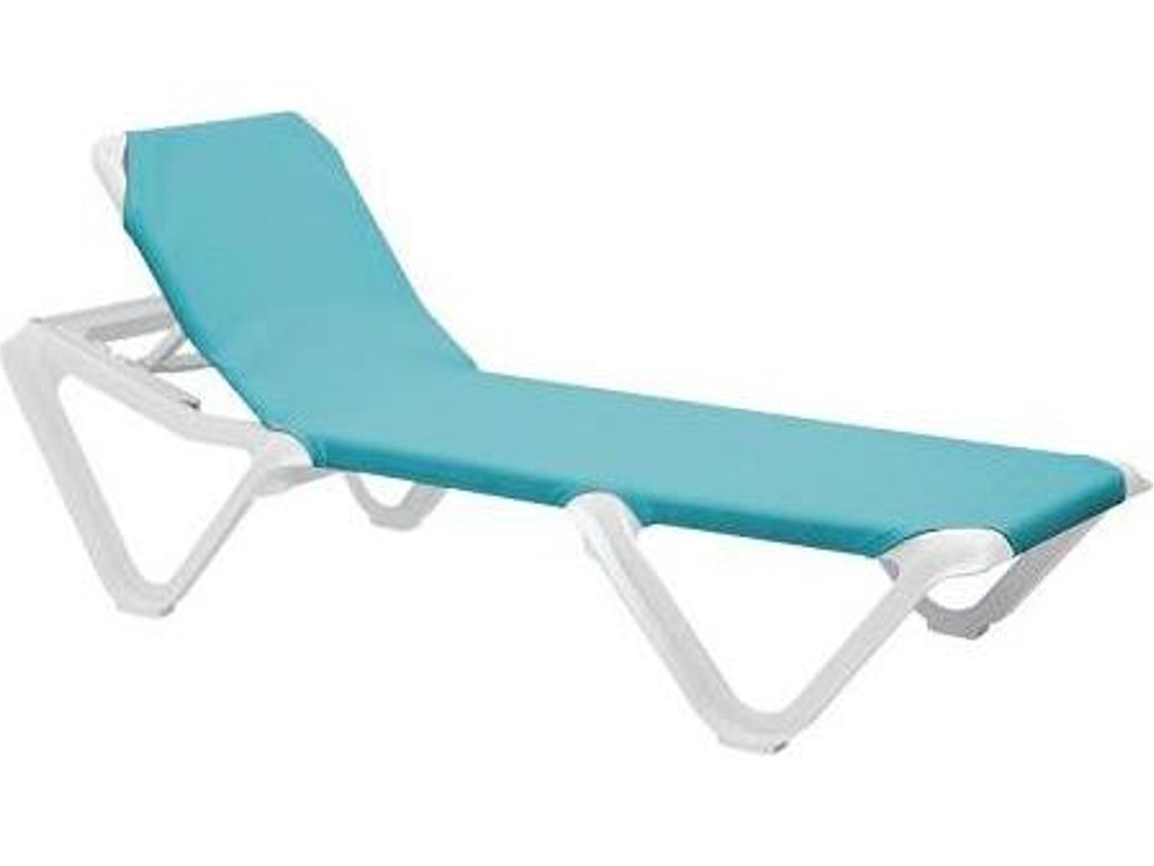 Nautical Sling Resin White Adjustable Patio Chaise Lounge in Turquoise