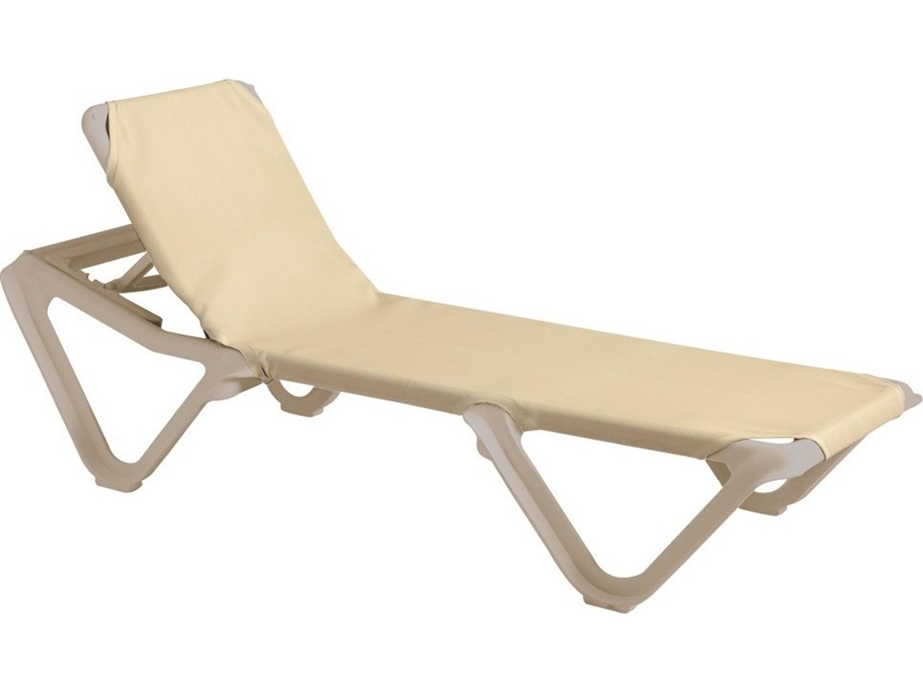 Nautical Sling Resin Sandstone Adjustable Outdoor Chaise Lounge in Khaki
