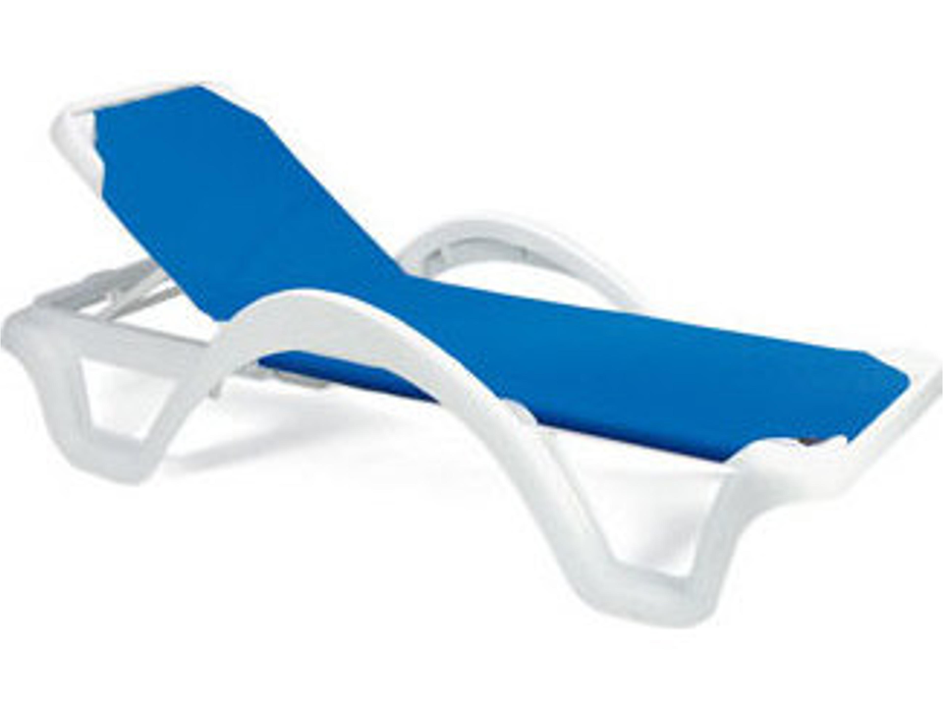 Catalina Sling Resin White Adjustable Patio Chaise Lounge in Blue
