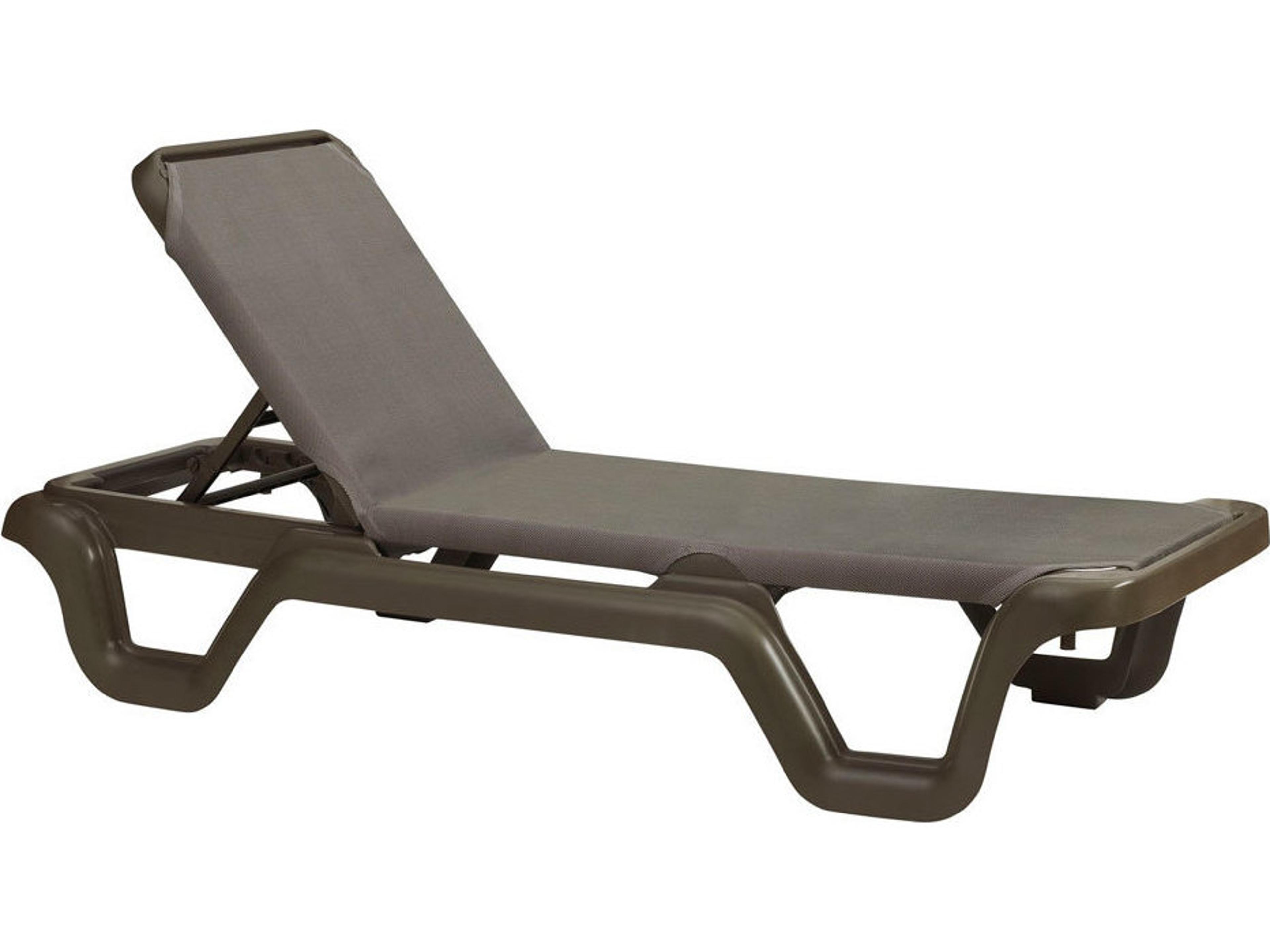 Marina Sling Resin Bronze Mist Adjustable Outdoor Patio Chaise Lounge in Espresso