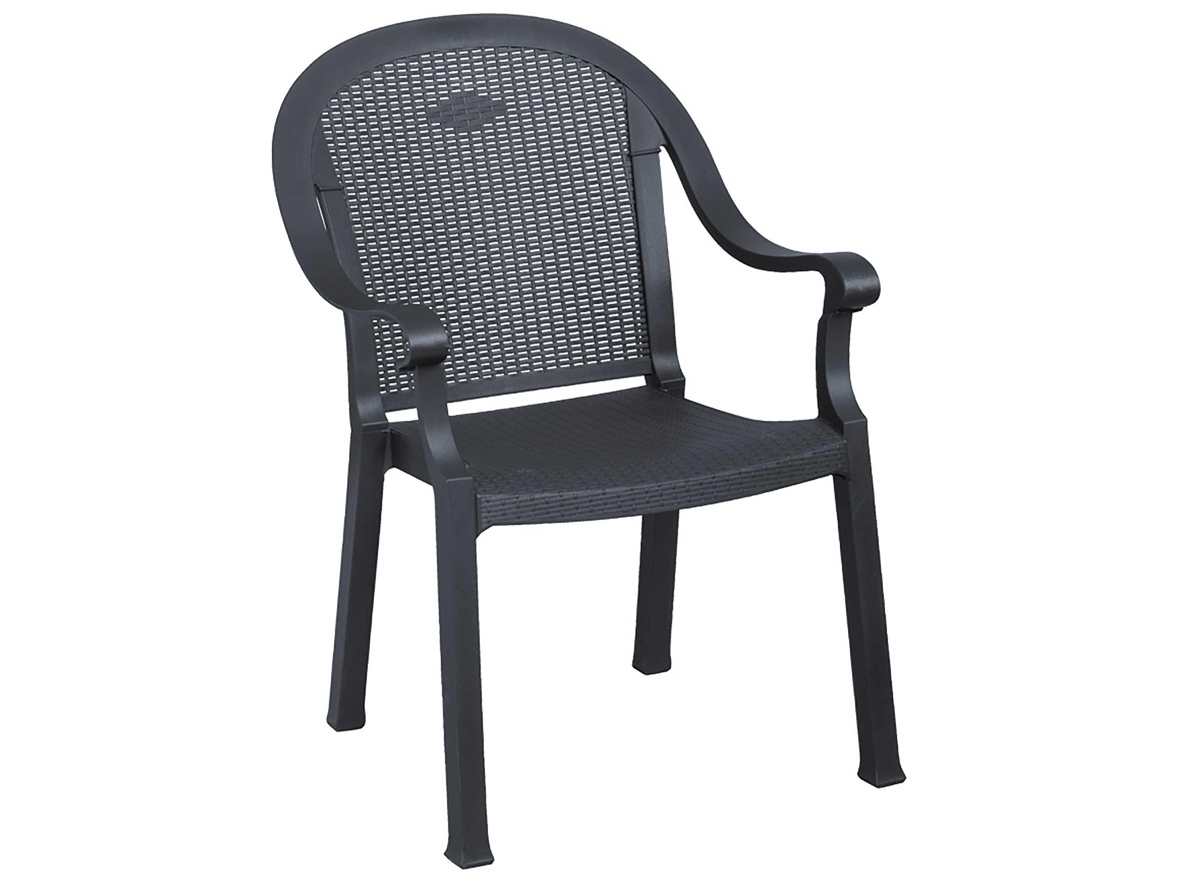 Sumatra Resin Charcoal Stacking Patio Dining Arm Chair