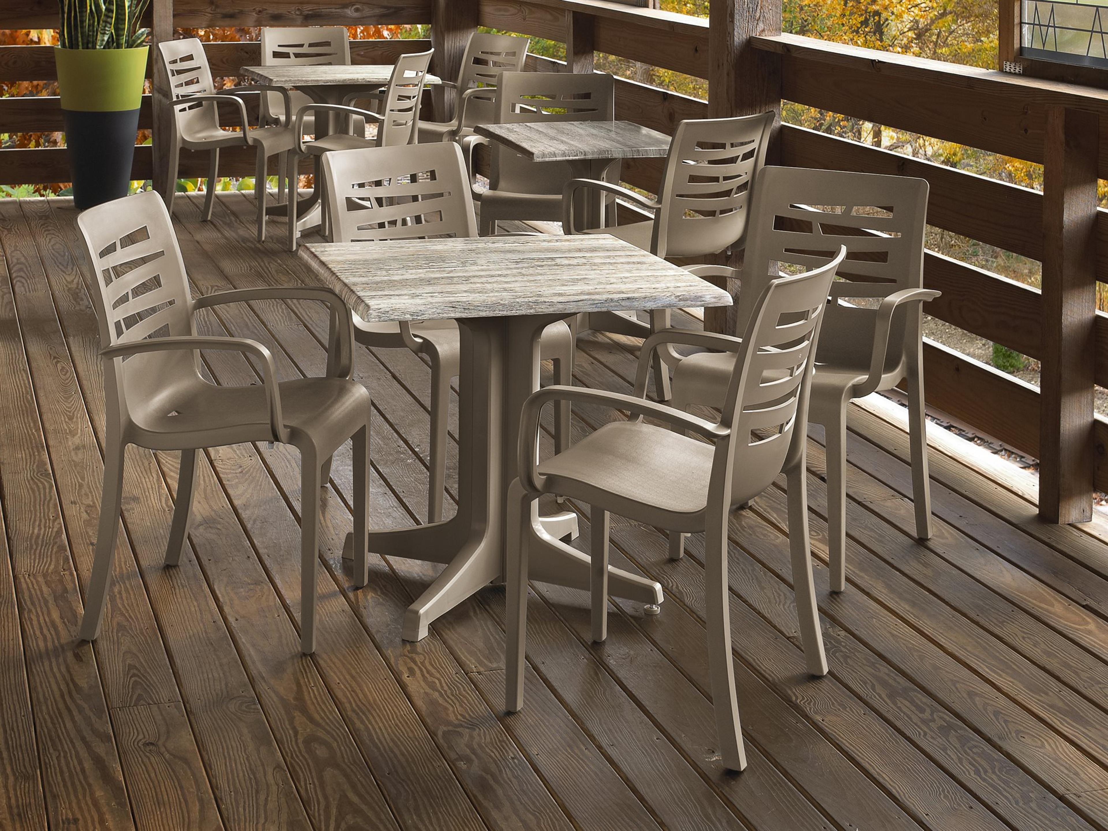 Grosfillex Essenza Resin Taupe Outdoor Patio Dining Set
