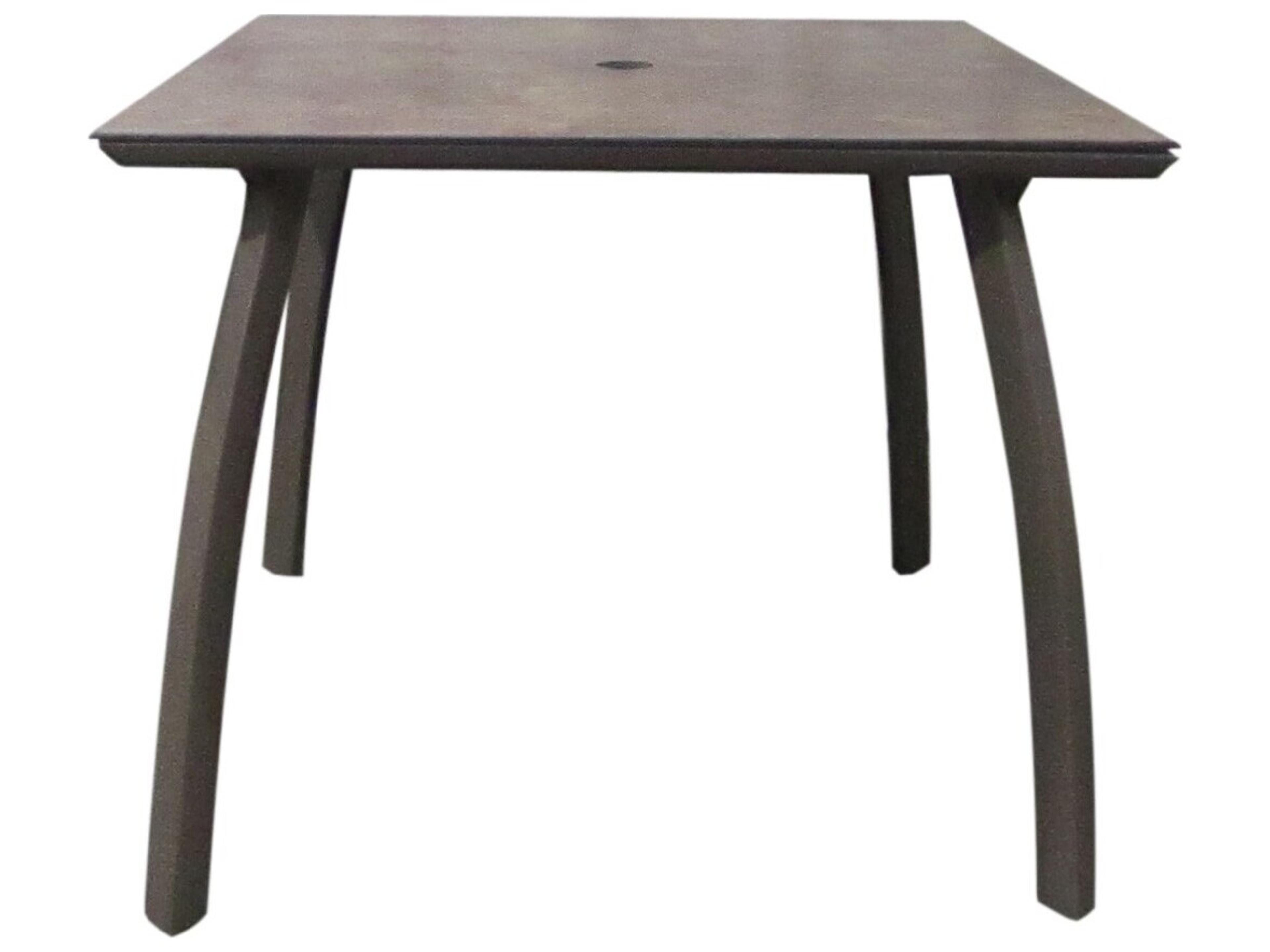 Sunset Aluminum Fusion Bronze/Lava Square Patio Dining Table with Umbrella Hole