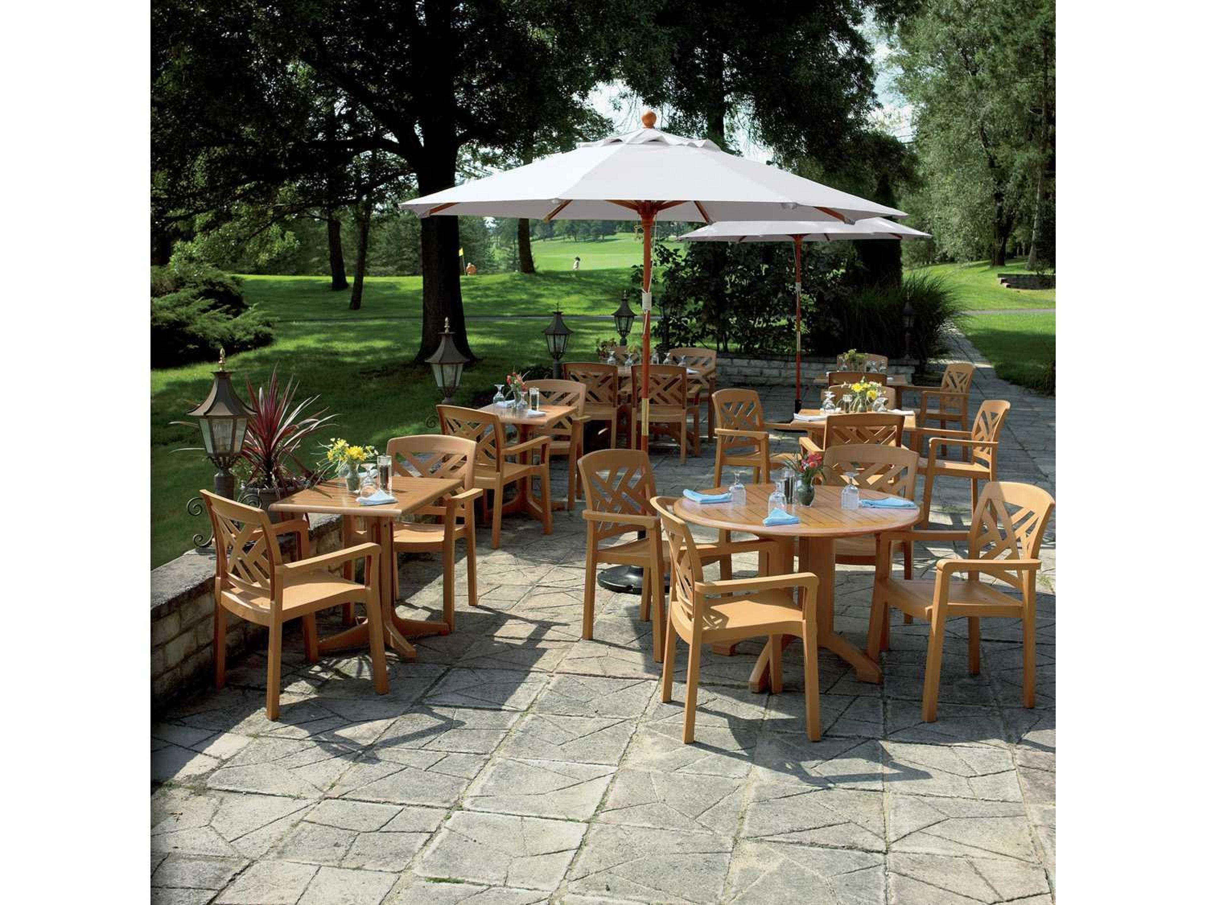 Sanibel Resin Teakwood Outdoor Patio Dining Set