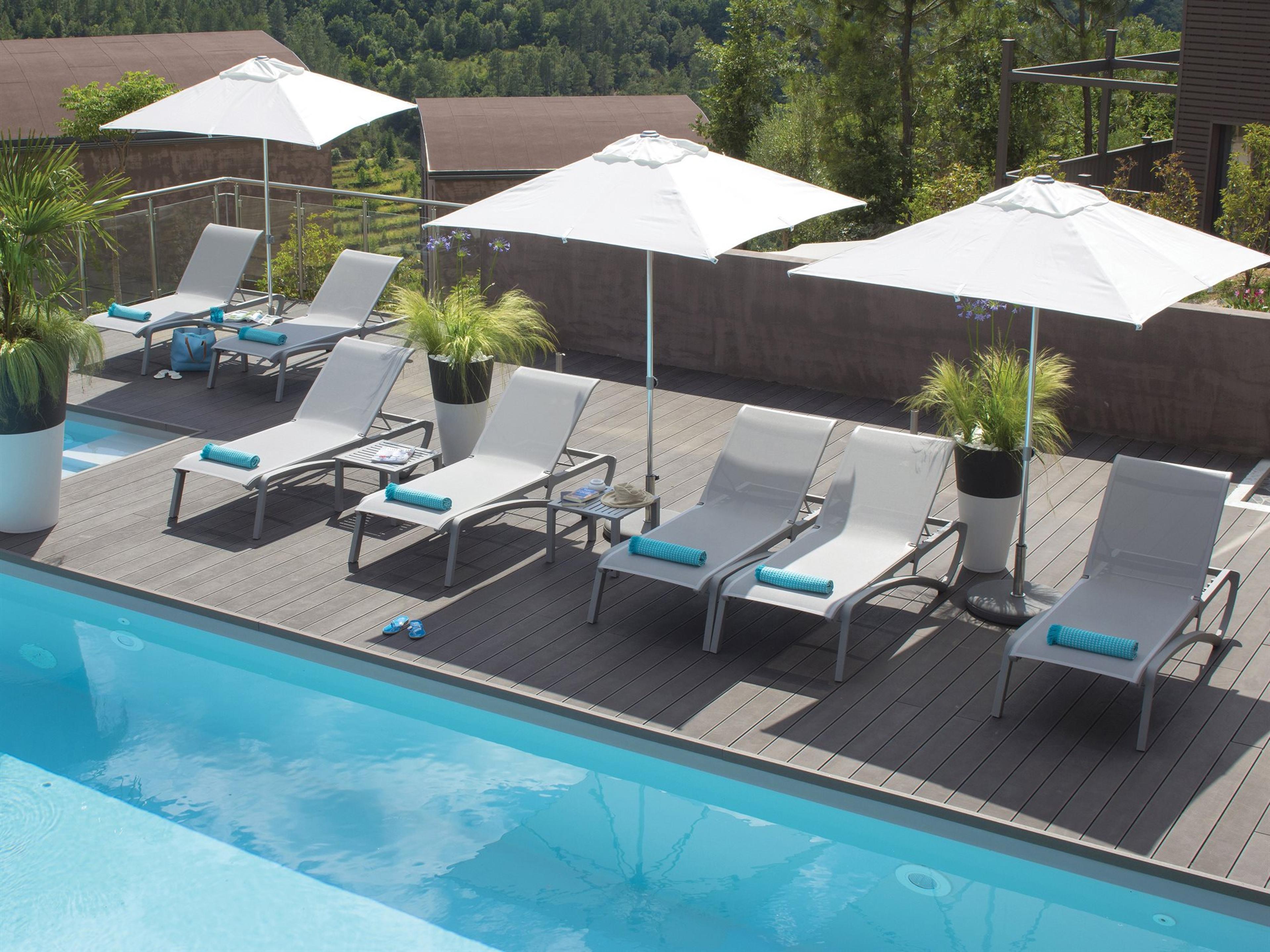 Sunset Platinum Gray Aluminum Sling Outdoor Patio Lounge Set in Gray