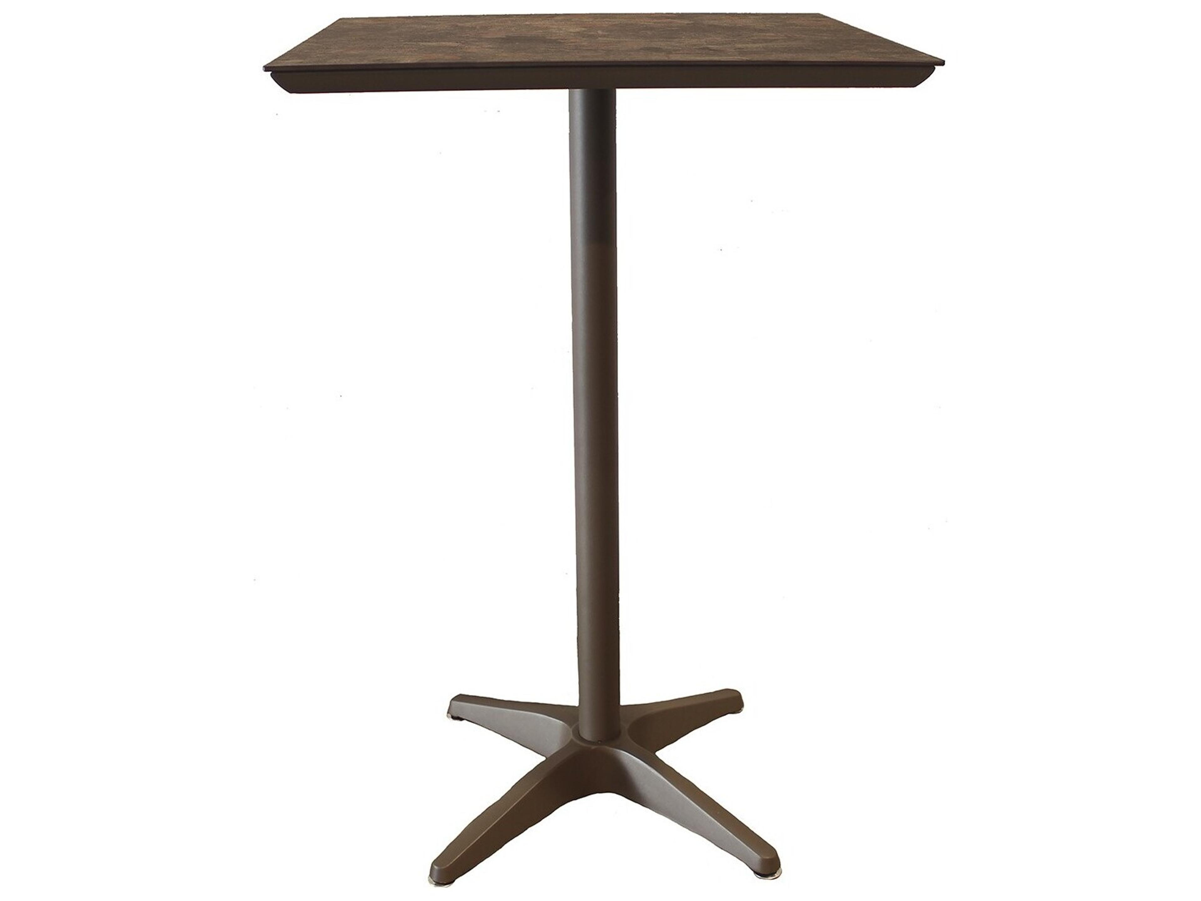 Sunset Aluminum Fusion Bronze/Lava Square Outdoor Patio Bar Height Table