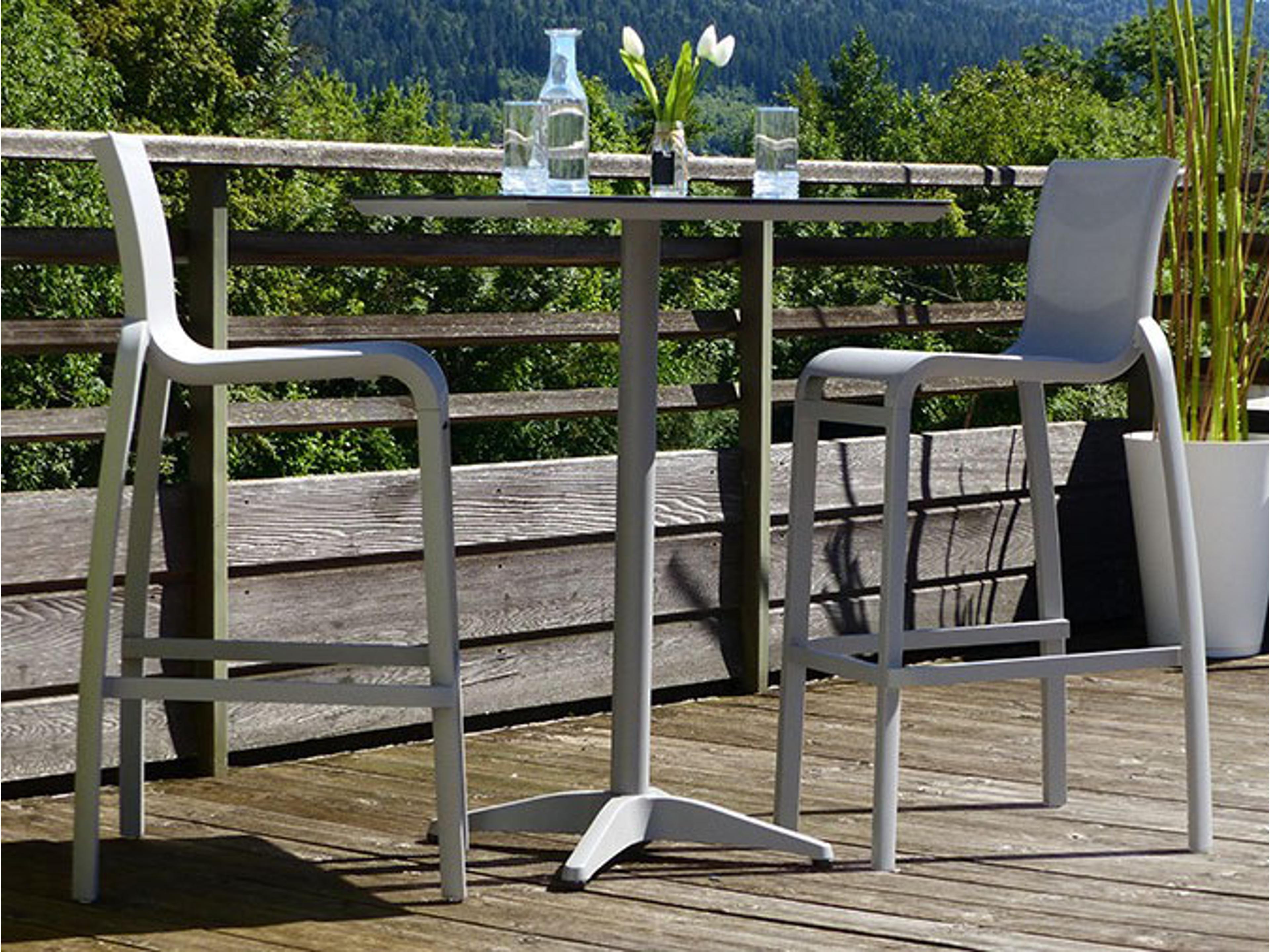 Grosfillex Sunset Aluminum Fusion Bronze/Lava Square Outdoor Patio Bar Height Table