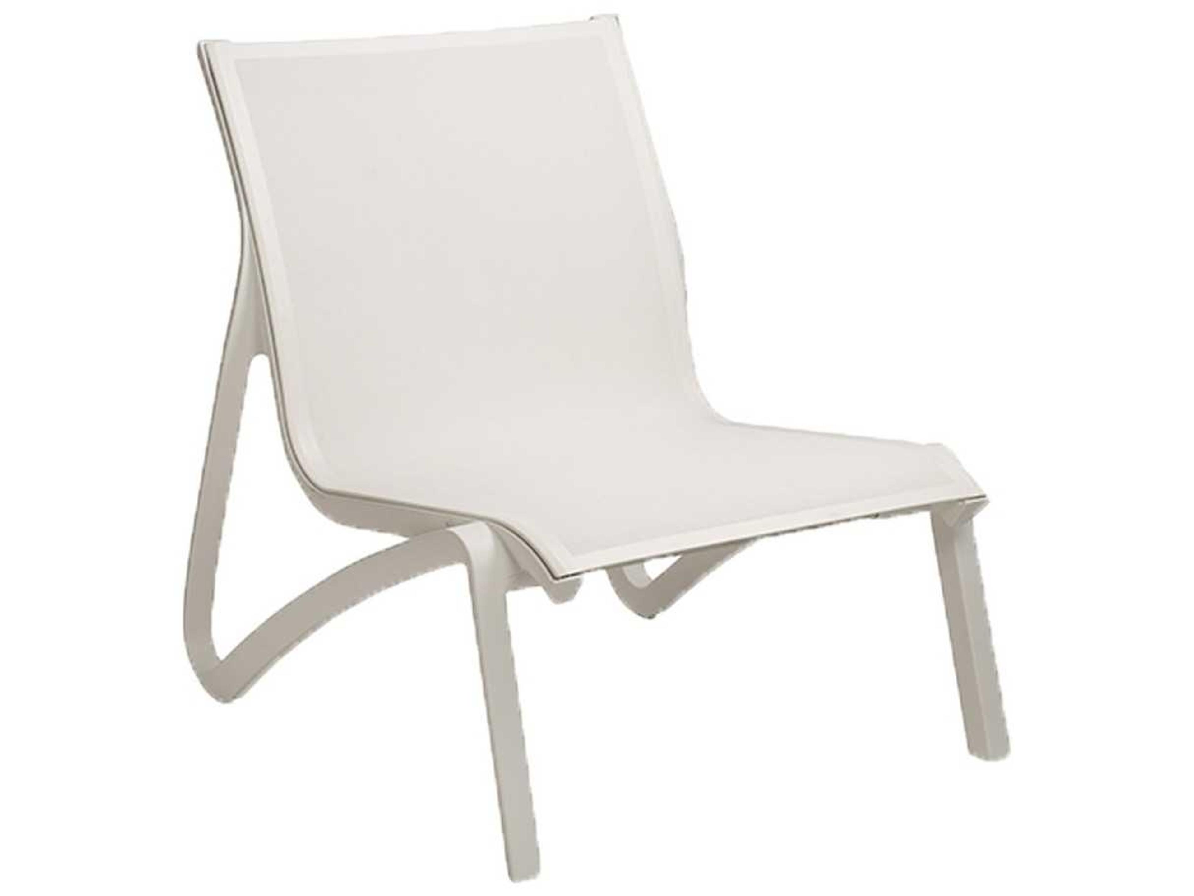 Sunset Sling Aluminum Resin White Outdoor Patio Lounge Chair in White