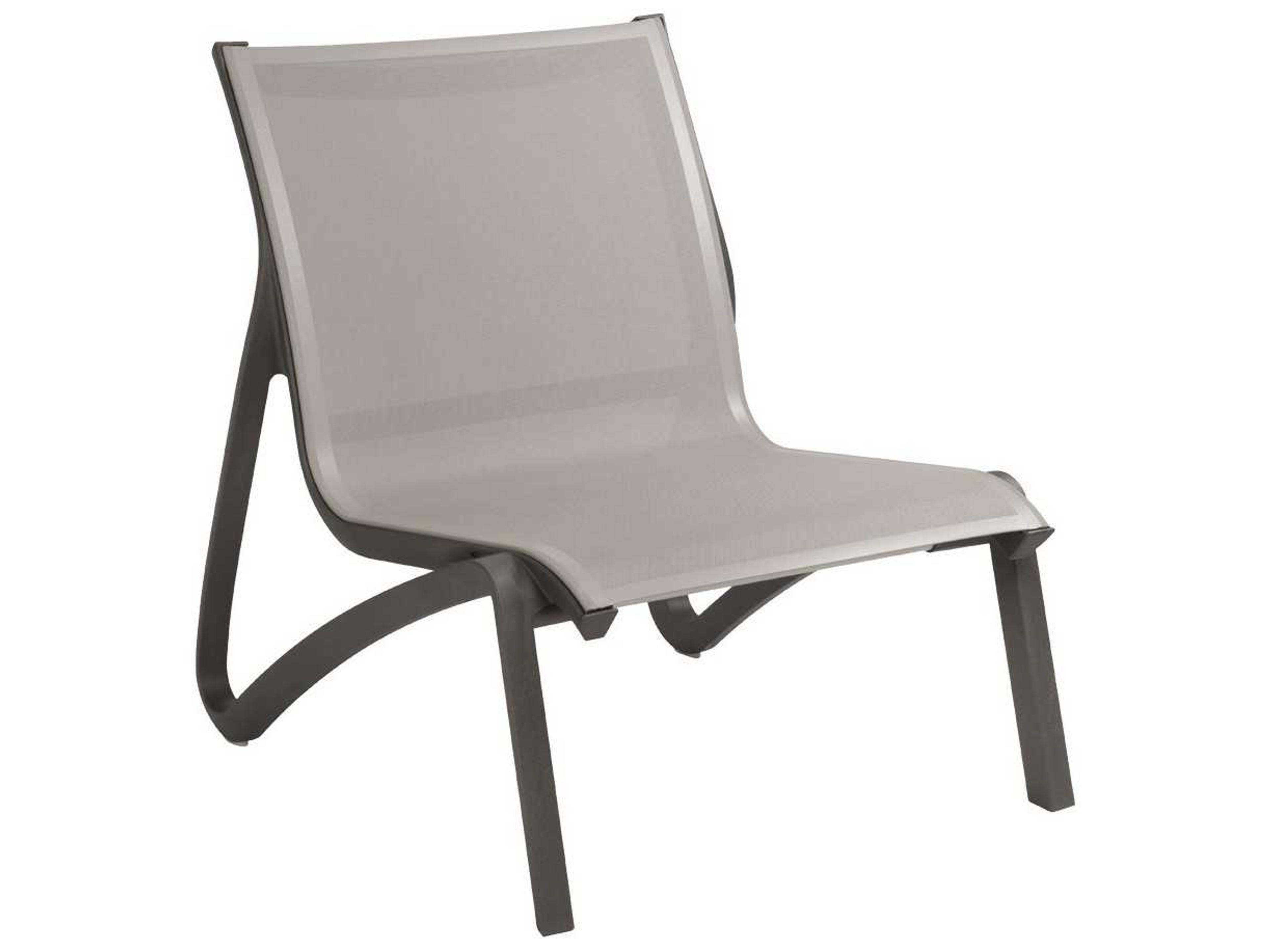 Sunset Sling Aluminum Resin Volcanic Black Patio Lounge Chair in Gray