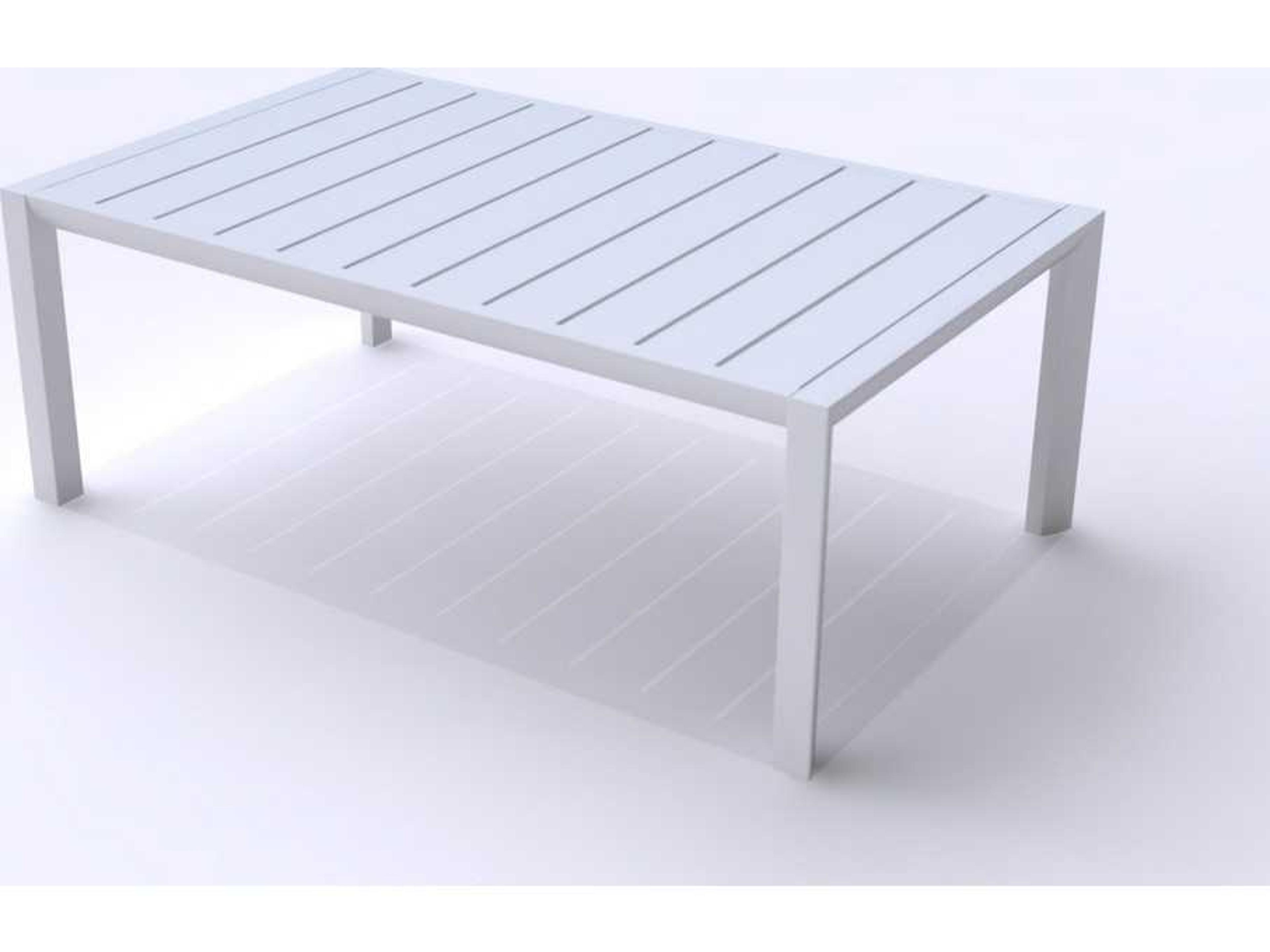 Sunset Aluminum Glacier White Rectangular Outdoor Patio Coffee Table