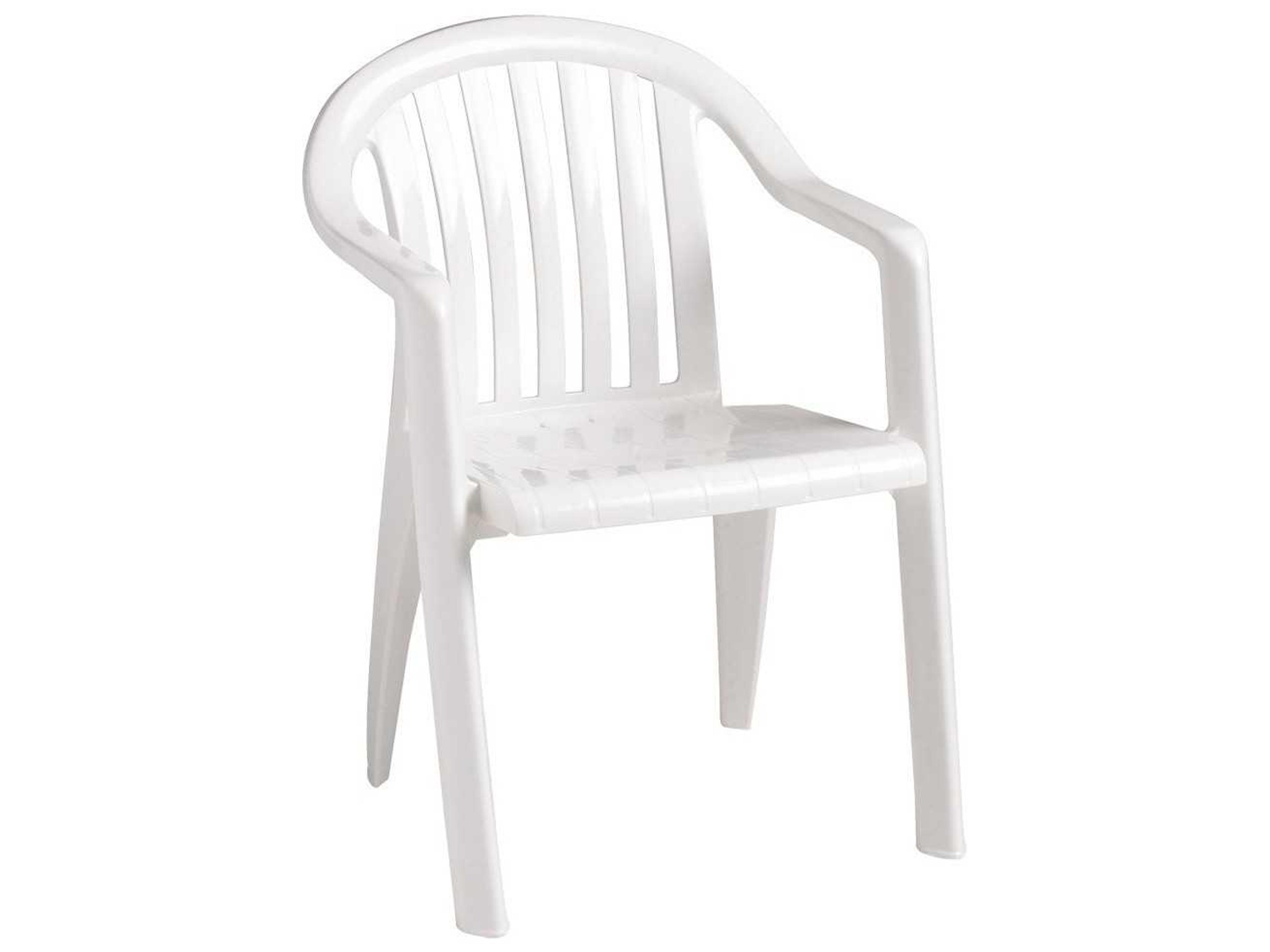 Miami Resin White Lowback Stacking Outdoor Patio Dining Arm Chair