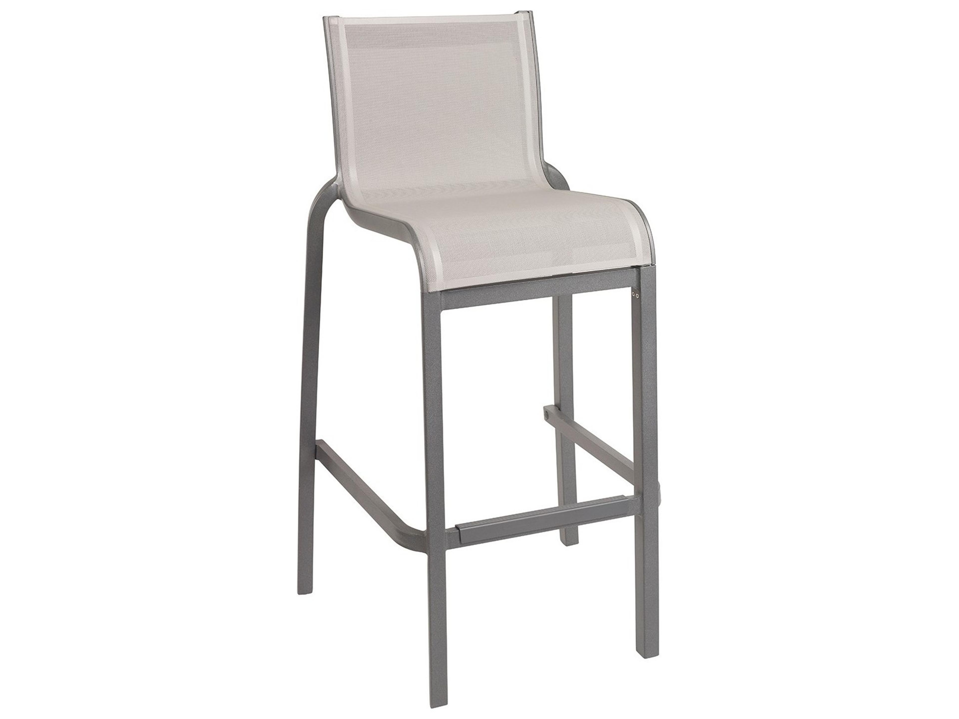 Sunset Sling Aluminum Resin Platinum Gray Armless Patio Bar Stool in Gray