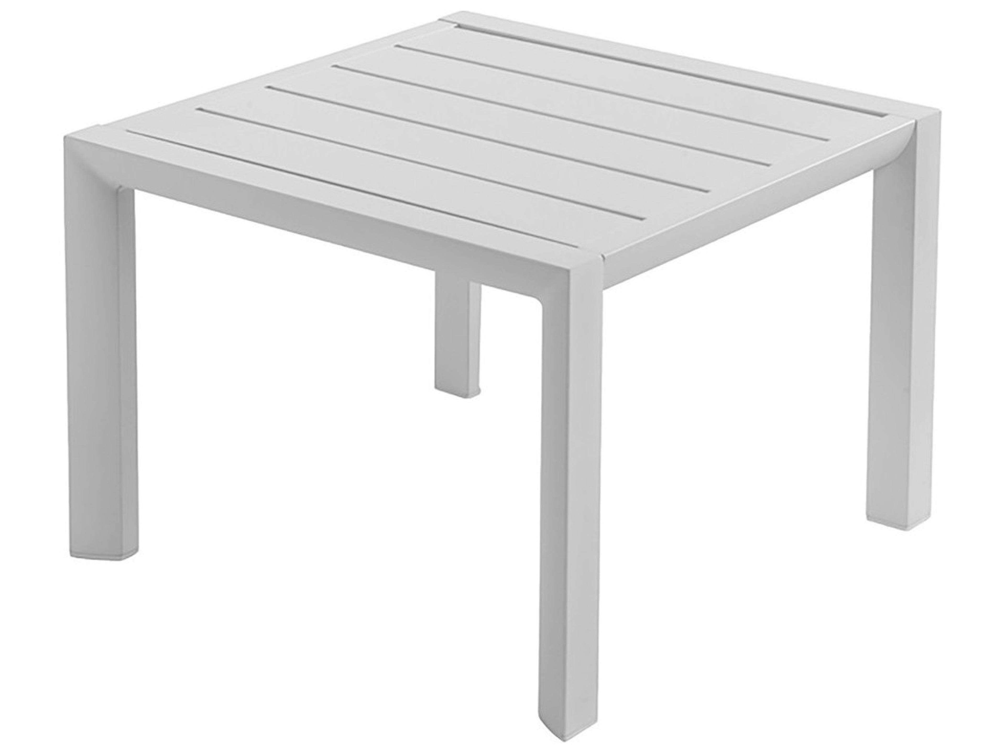 Sunset Aluminum Glacier White Square Low Outdoor End Table