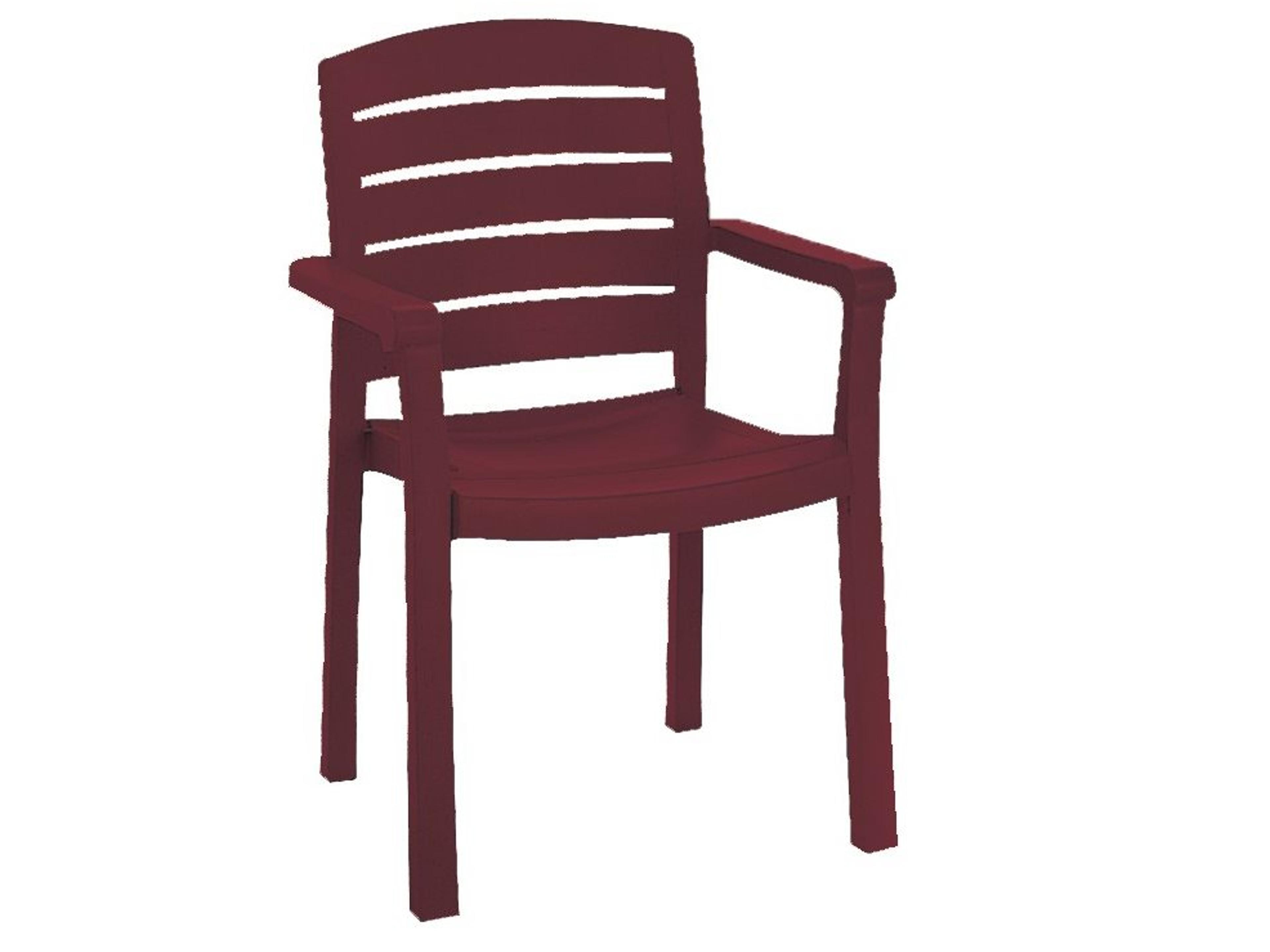 Acadia Resin Bordeaux Stacking Patio Dining Arm Chair