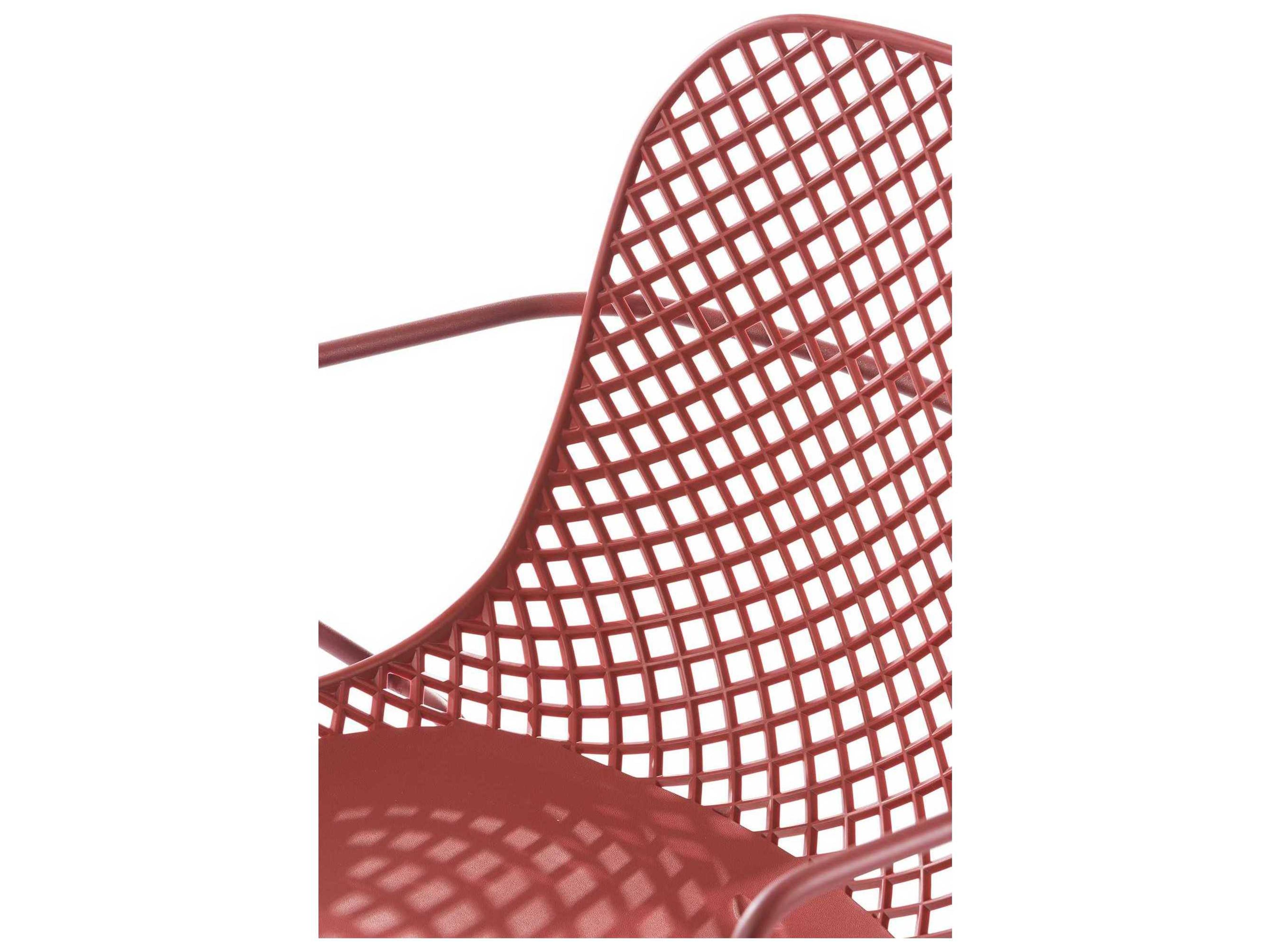Grosfillex Ramatuelle Steel Bossa Nova Red '73 Patio Dining Arm Chair