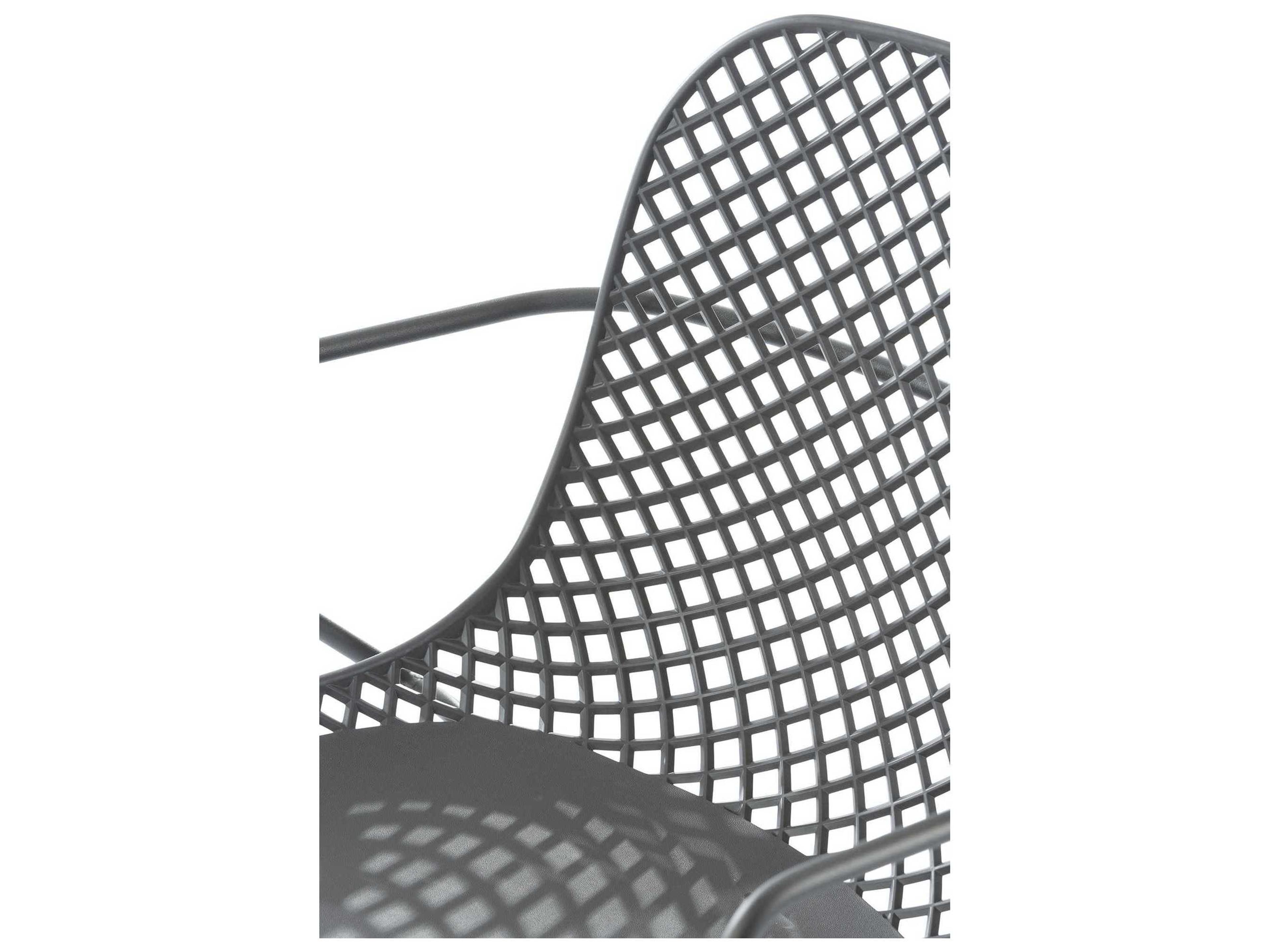 Grosfillex Ramatuelle Steel Pavement Gray Steel '73 Outdoor Dining Arm Chair