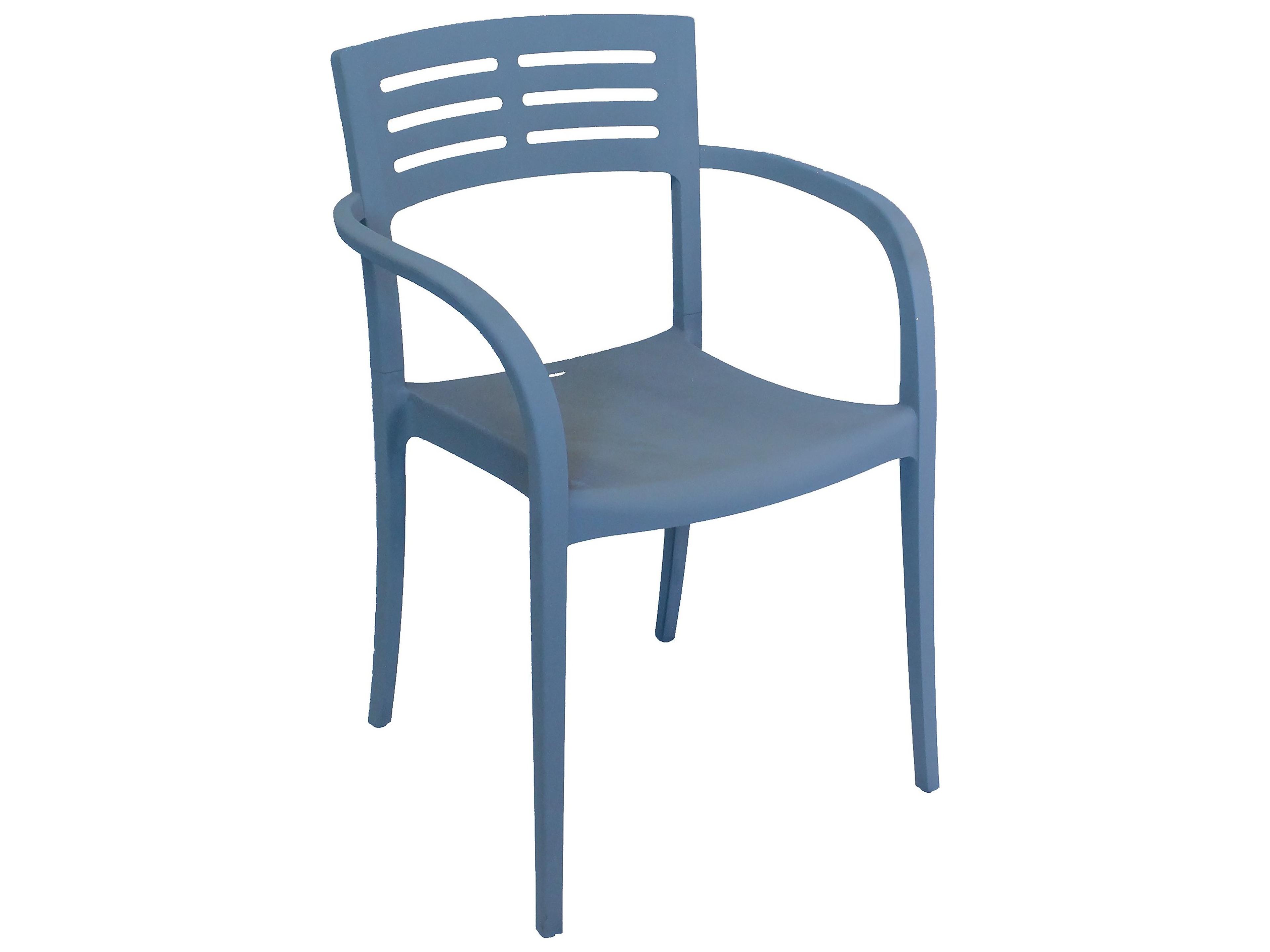 Vogue Resin Denim Blue Stacking Outdoor Patio Dining Arm Chair
