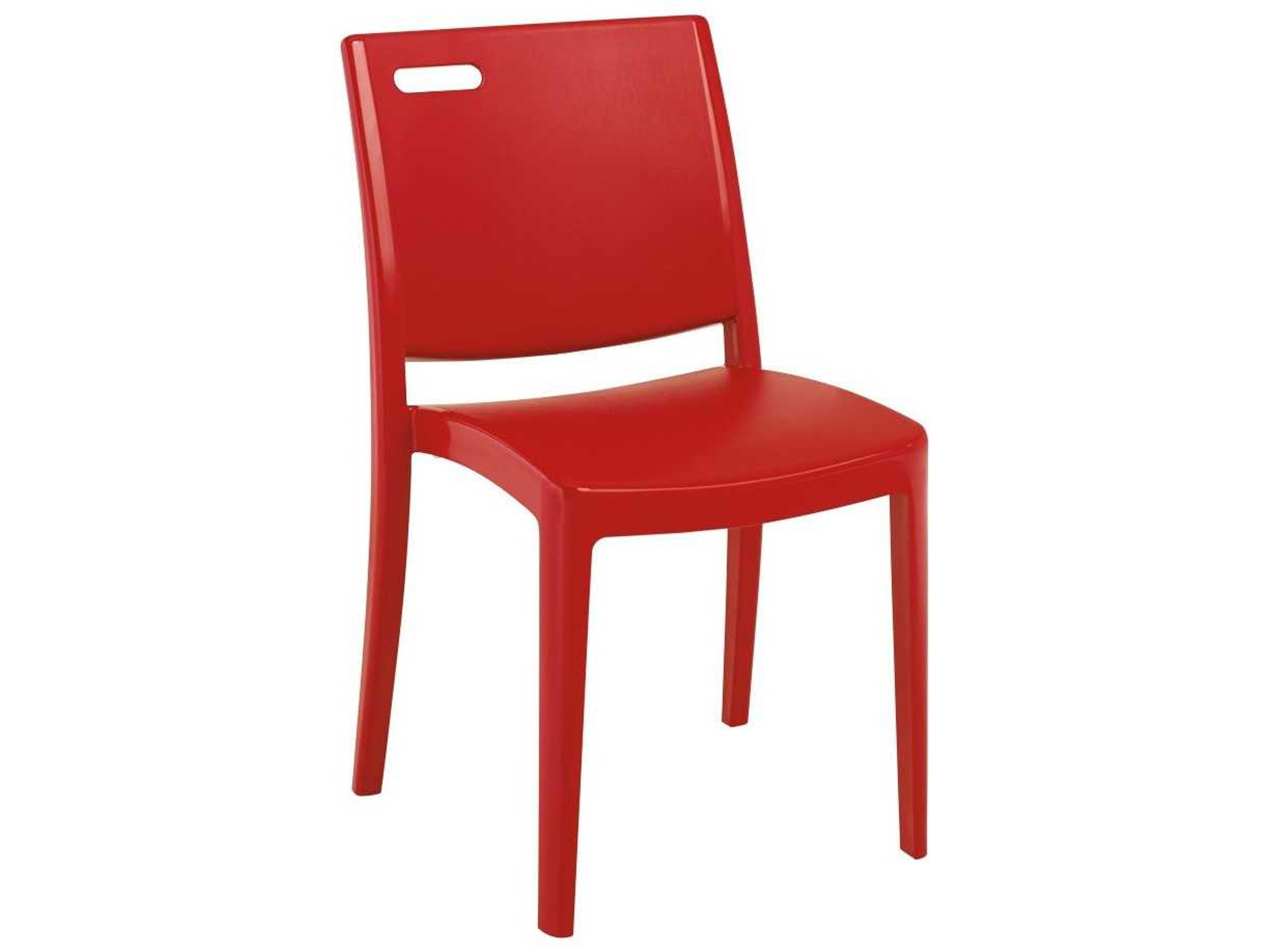 Metro Resin Apple Red Stacking Outdoor Dining Side Chair