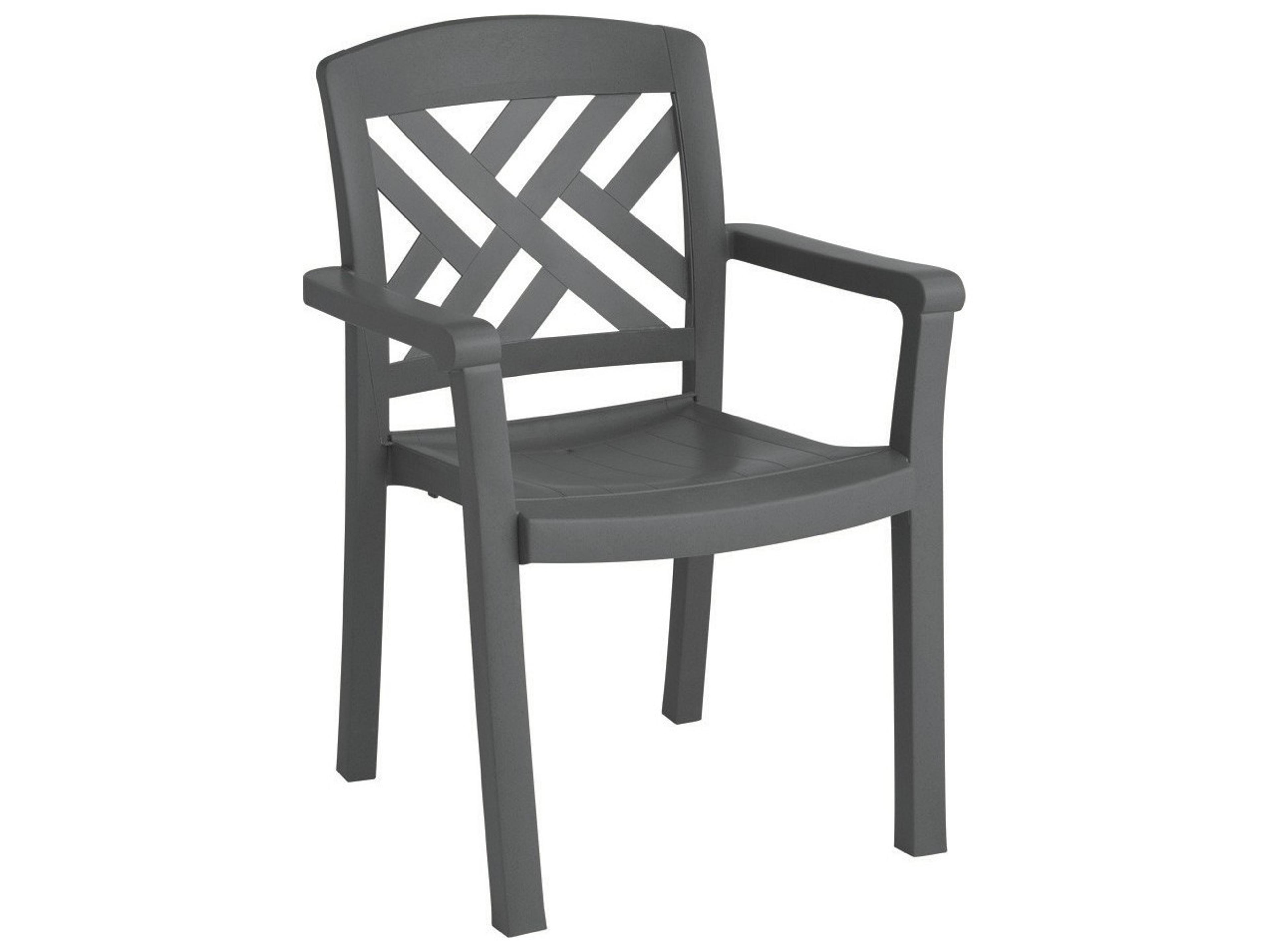 Sanibel Resin Charcoal Stacking Outdoor Dining Arm Chair