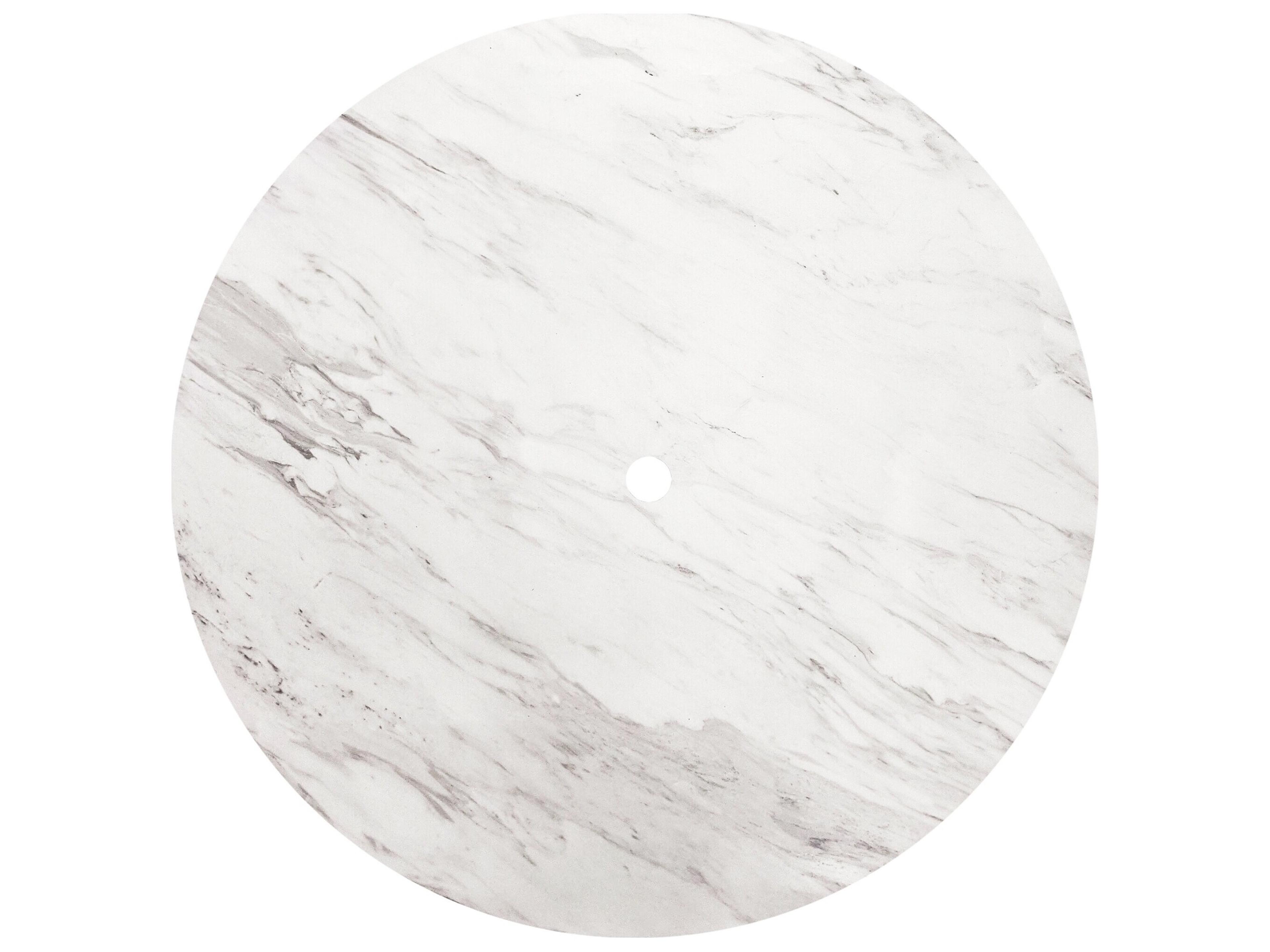 Grosfillex Aquaba Classic Resin White Marble/ White Round Patio Dining Table with Umbrella Hole