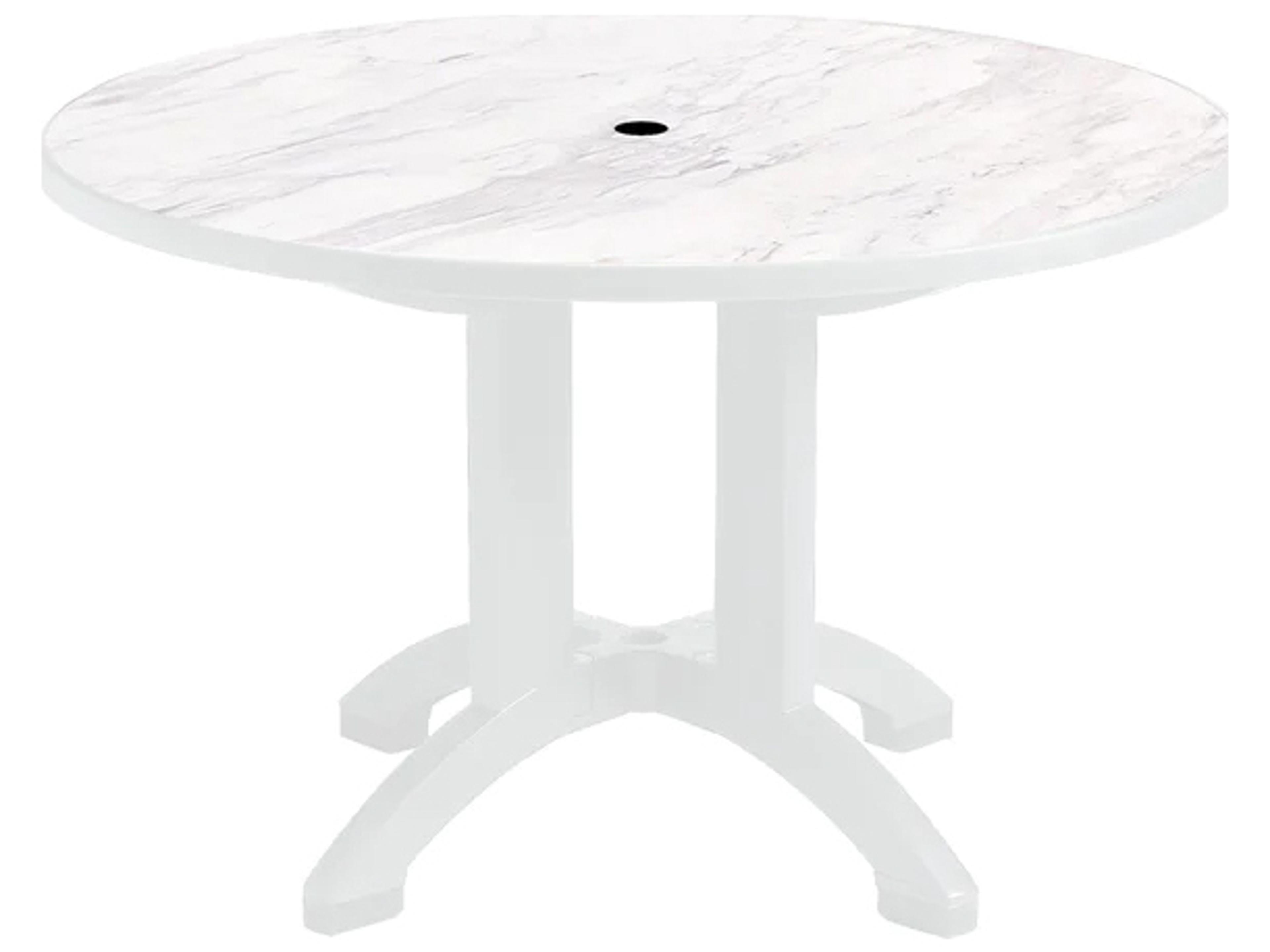 Aquaba Classic Teakwood Round Sawcut Top Outdoor Dining Table with Umbrella Hole